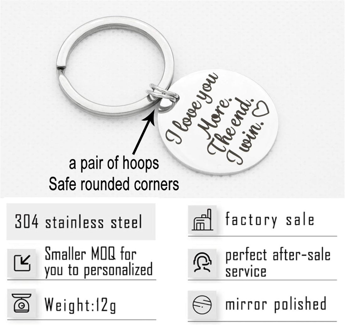 Husband Wife Keychain Gifts for Anniversary Wedding Boyfriend Girlfriend I Love You More I Win