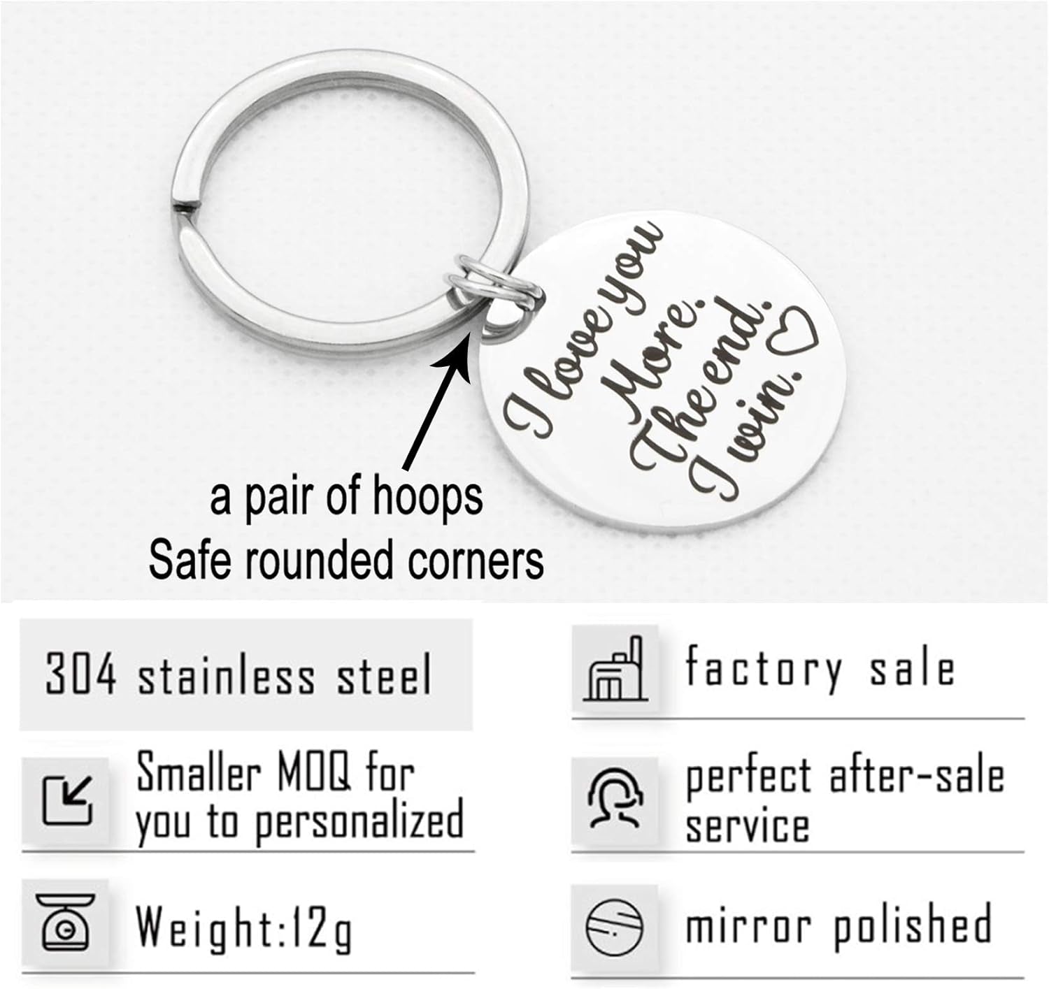 Husband Wife Keychain Gifts for Anniversary Wedding Boyfriend Girlfriend I Love You More I Win