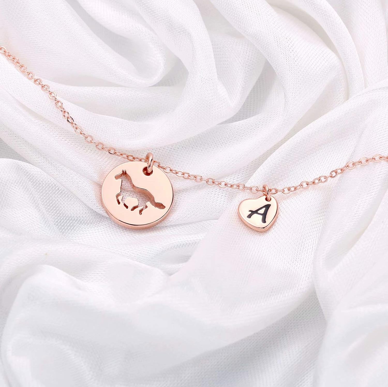 Horse Gifts for Girls - Stainless Steel Heart Initial Necklace, Dainty Jewelry for Women, Teen Girls, Horse Lovers