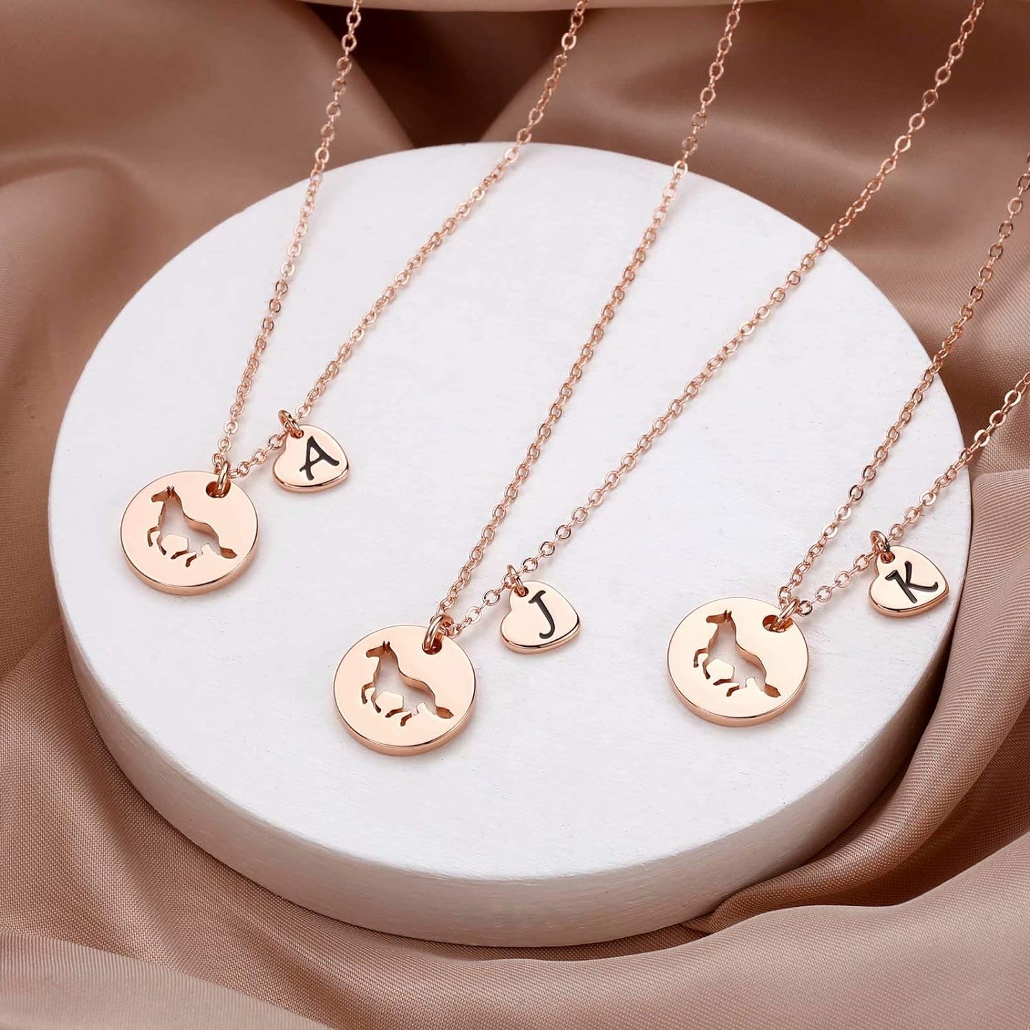 Horse Gifts for Girls - Stainless Steel Heart Initial Necklace, Dainty Jewelry for Women, Teen Girls, Horse Lovers