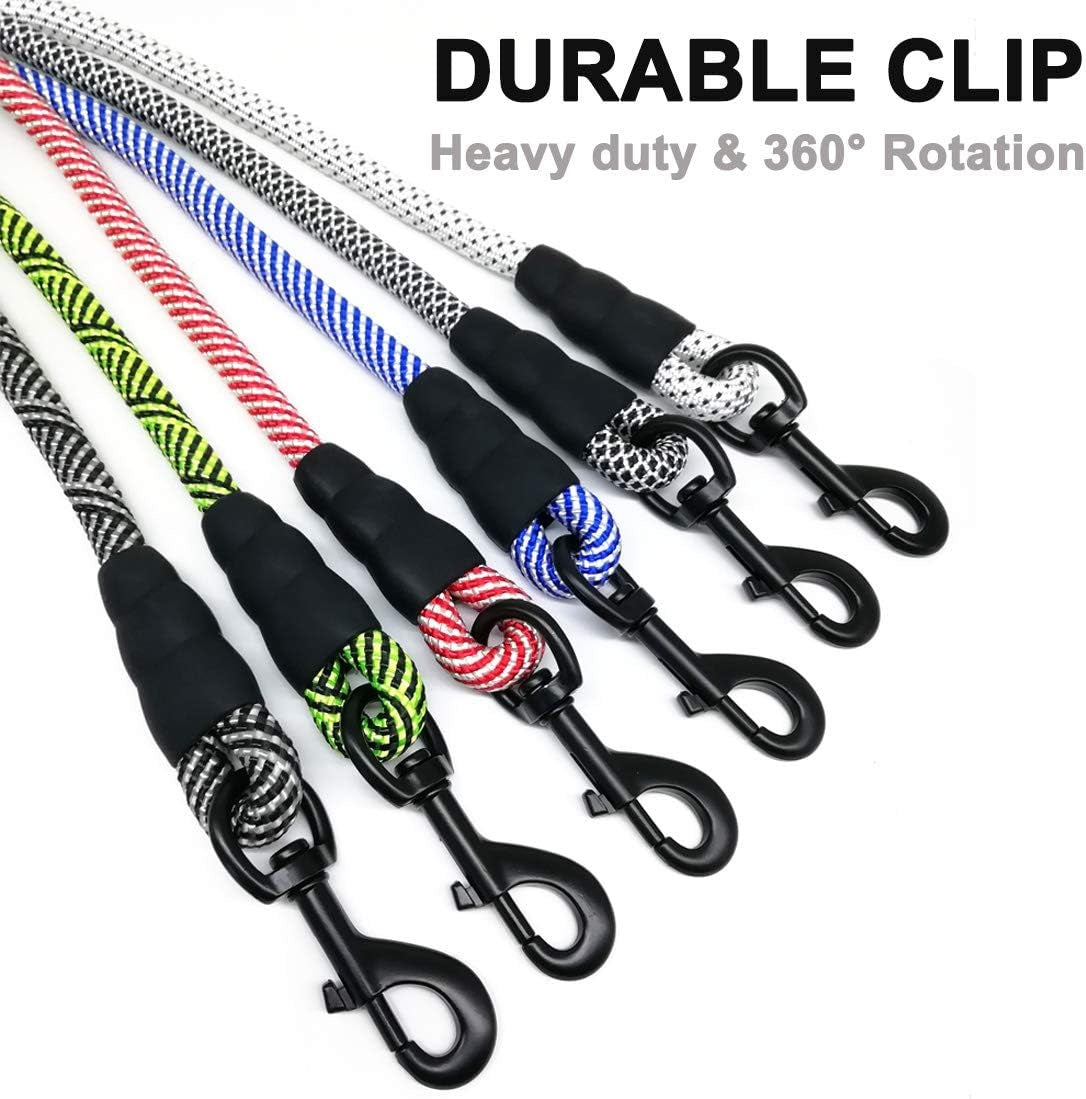 Heavy Duty Rope Dog Leash, 3/4/5/6/7/8/10/12/15 FT Nylon Pet Leash, Soft Padded Handle Thick Lead Leashes for Large Medium Dogs Small Puppy