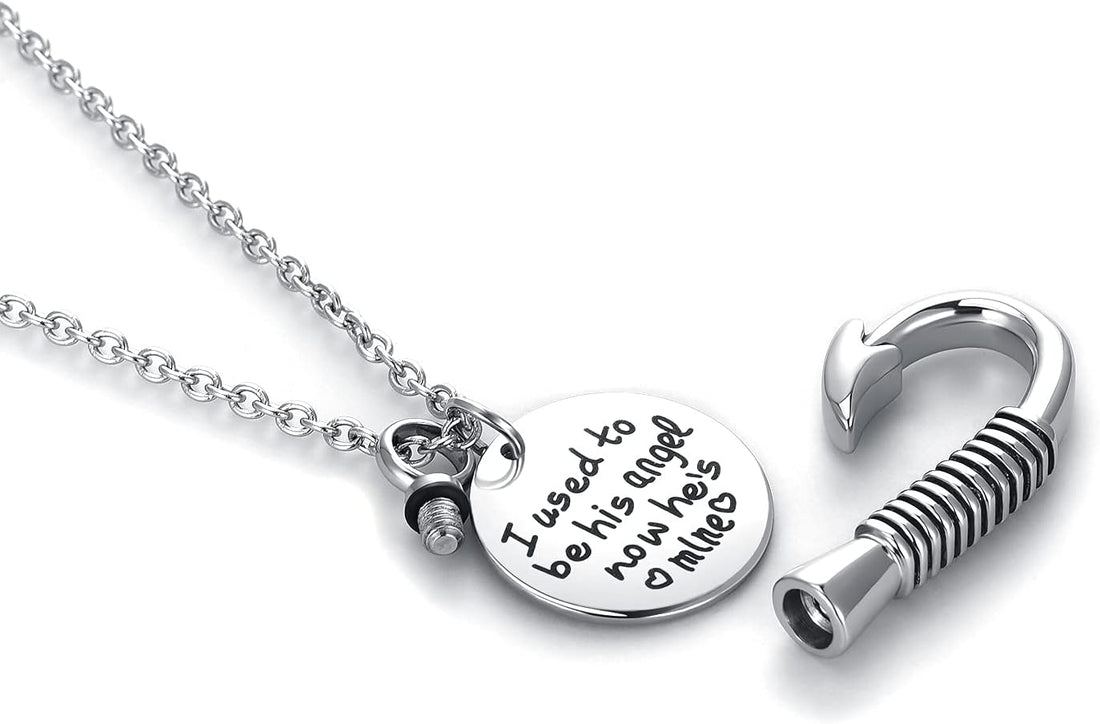 Fish Hook Cremation Urn Necklace for Ashes Fishing Memorial Ashes Keepsake Pendant Jewelry