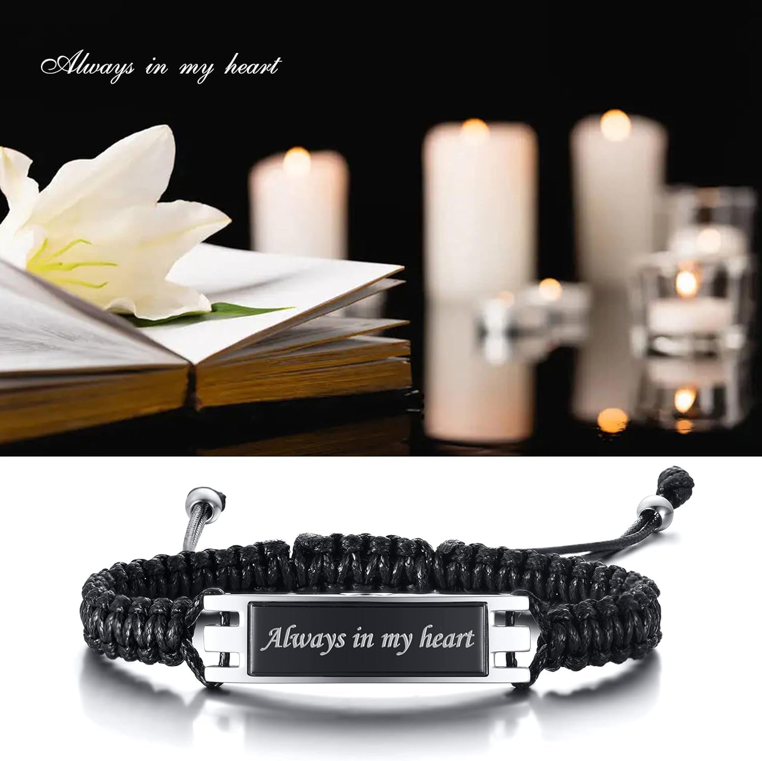 Adjustable Cremation Memorial Urn Bracelet, Stainless Steel Cremation Manmade Braided Urn Bracelet Keepsake Urn Bracelet for Ashes with Fill Kit