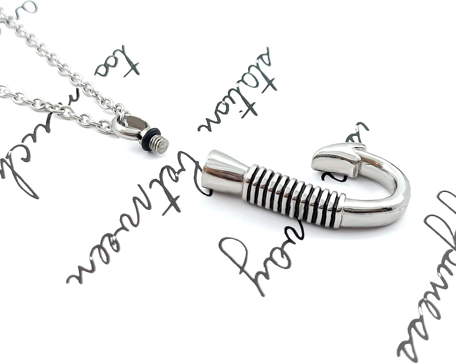 Fish Hook Cremation Urn Necklace for Ashes Fishing Memorial Ashes Keepsake Pendant Jewelry