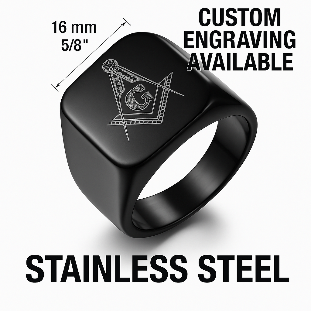 Custom Masonic Ring – Personalized Stainless Steel Freemason Signet Ring for Men