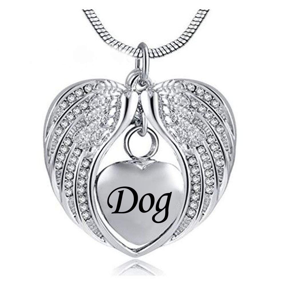 Angel Wing Dad mom Urn Necklace for Ashes, Heart Cremation Memorial Keepsake Pendant Necklace Jewelry with Fill Kit