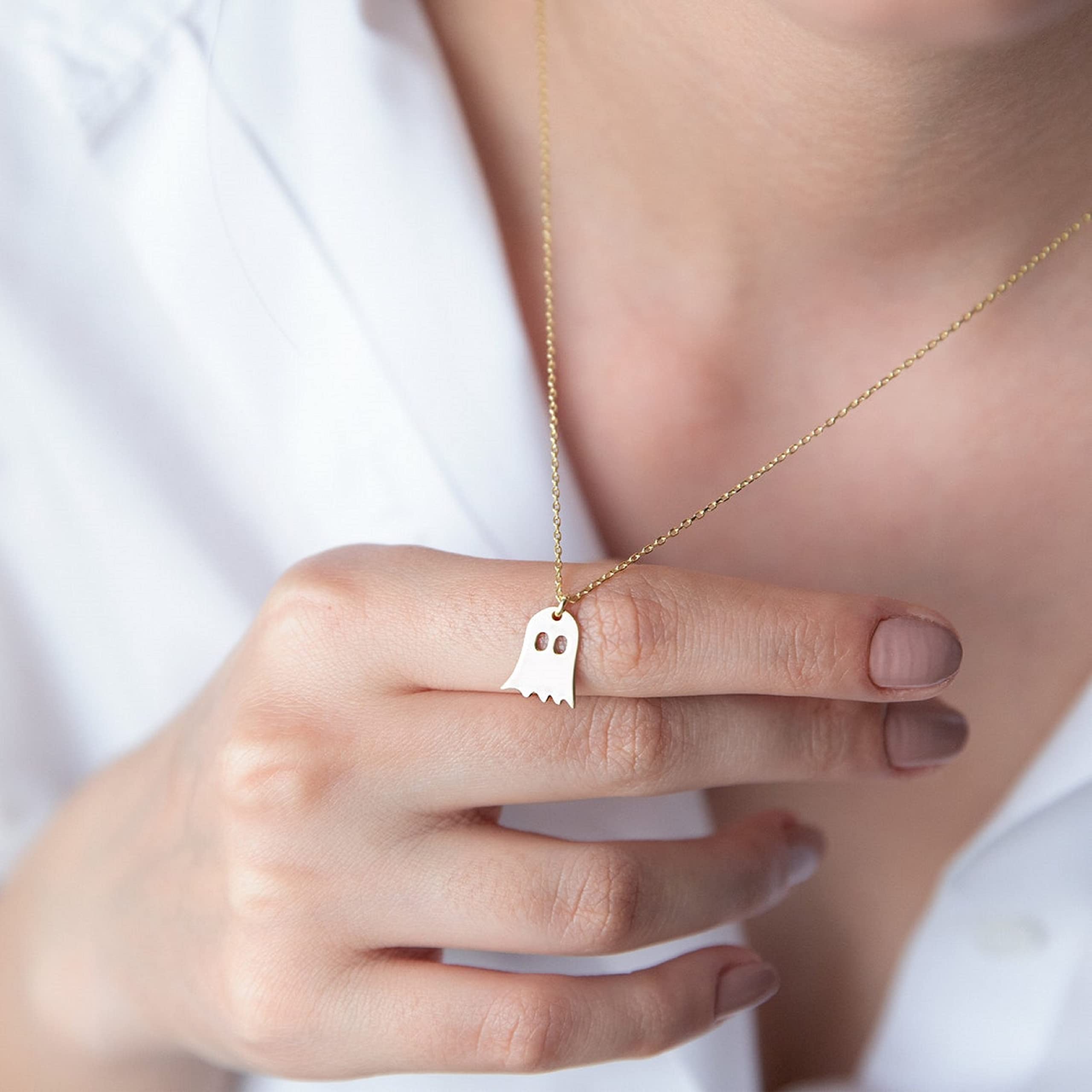 Halloween Ghost Necklace – Cute Minimalist Jewelry for Spooky Season
