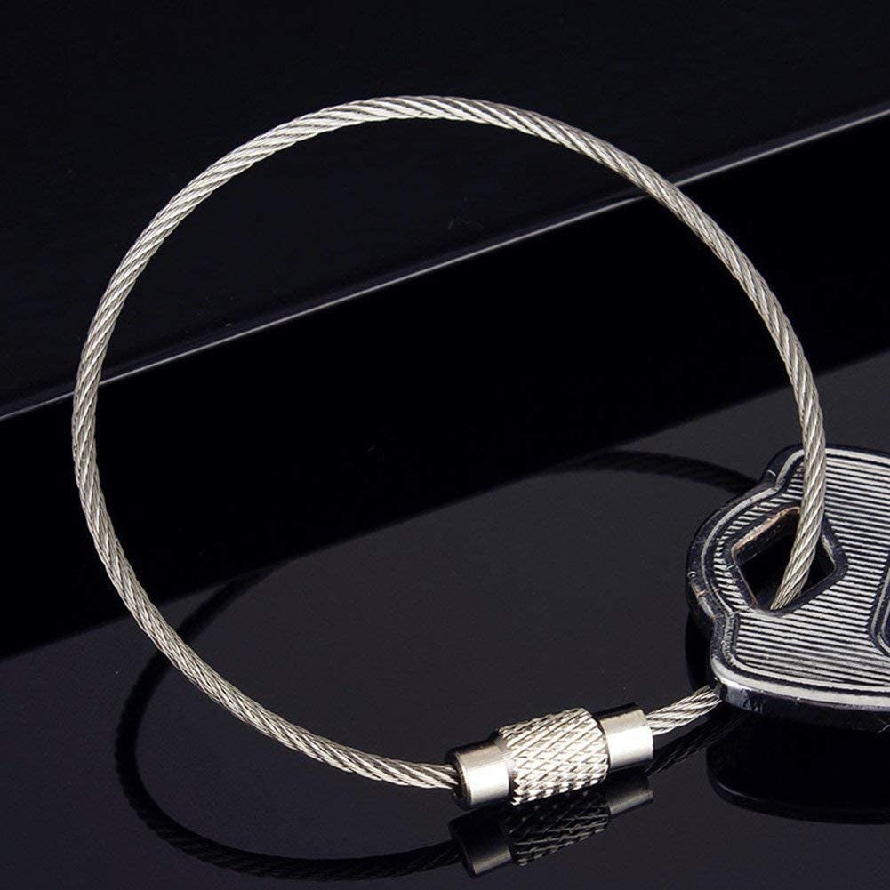 20Pcs Stainless Steel Wire Keychains Aircraft Cable Cable Key Ring for Hanging ID Tags or Luggage Tags,6.3 Inch 2Mm