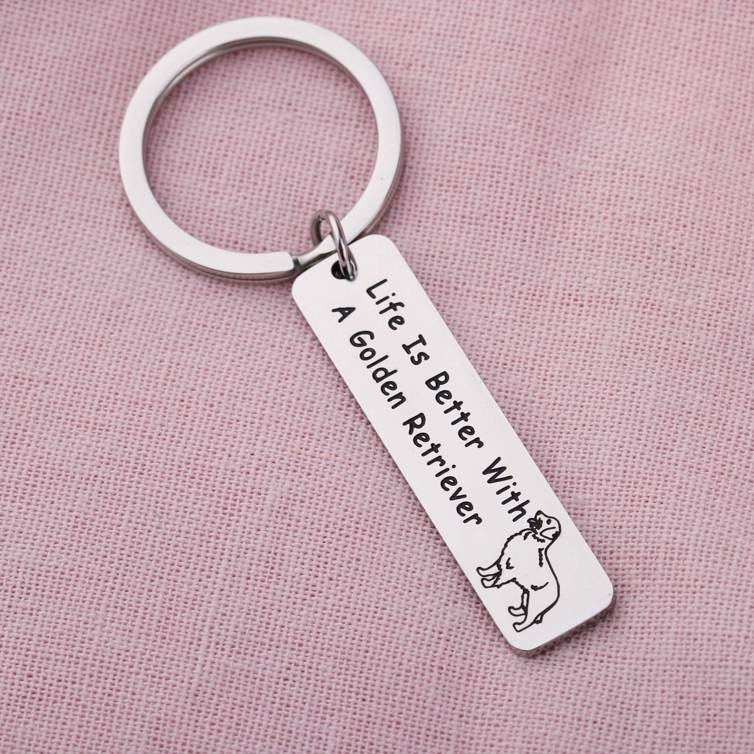 Golden Retriever Lover Gifts Dog Lover Gifts Life Is Better with a Golden Retriever Keychain Pet Jewelry Golden Retriever Dog Mom Dog Dad Gifts Dog Owner Gifts (Silver)