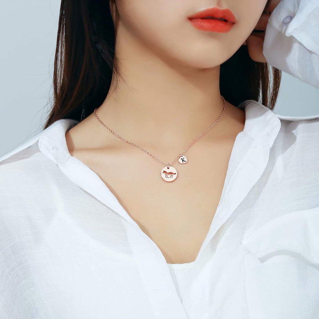 Horse Gifts for Girls - Stainless Steel Heart Initial Necklace, Dainty Jewelry for Women, Teen Girls, Horse Lovers