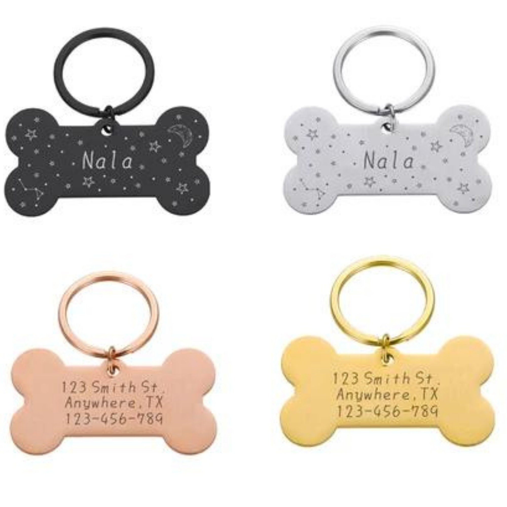 Dog Tag, Engraved Custom Pet, Dog, Cat ID Tags, Cute Personalized Bone Dogs Name