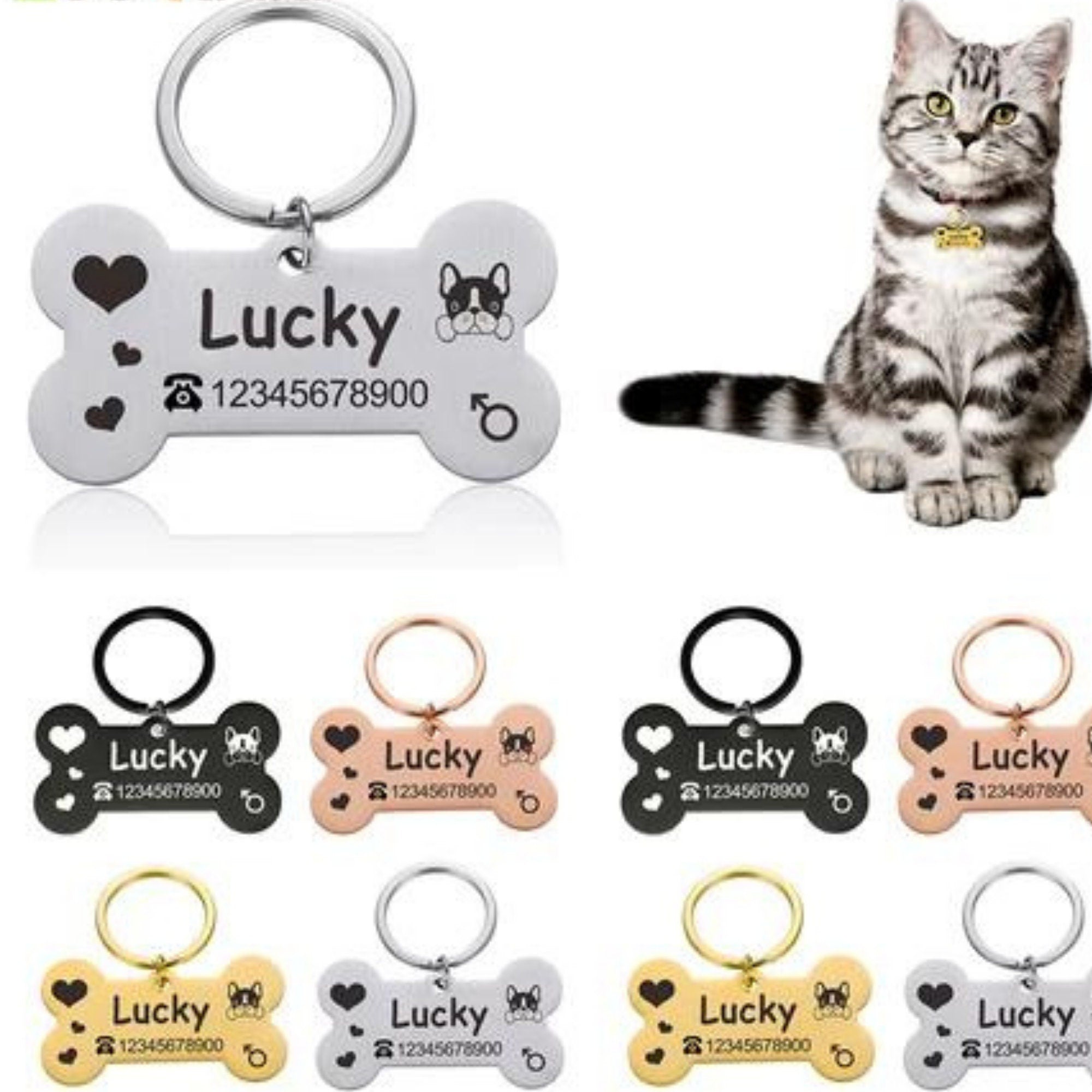Custom Bone Pet ID Tag – Personalized Dog or Cat Name Tag