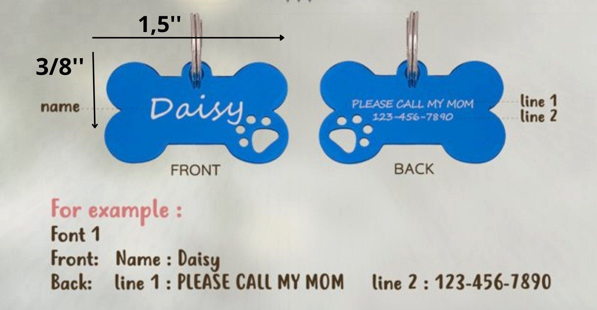 Custom Bone Pet ID Tag – Personalized Dog or Cat Name Tag