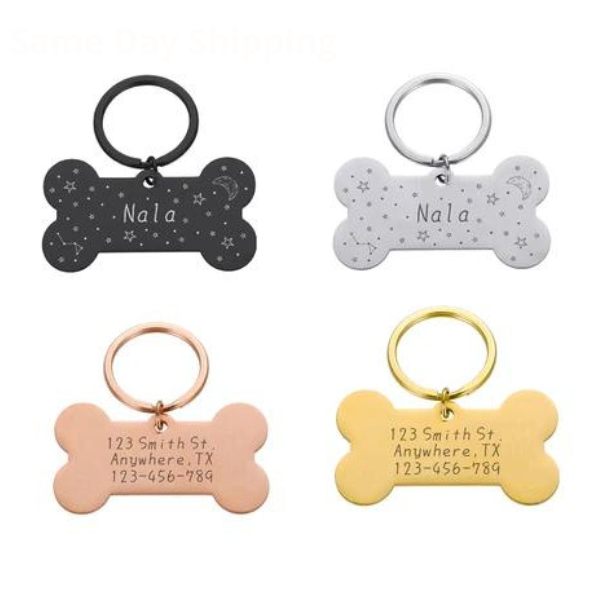 Custom Bone Pet ID Tag – Personalized Dog or Cat Name Tag