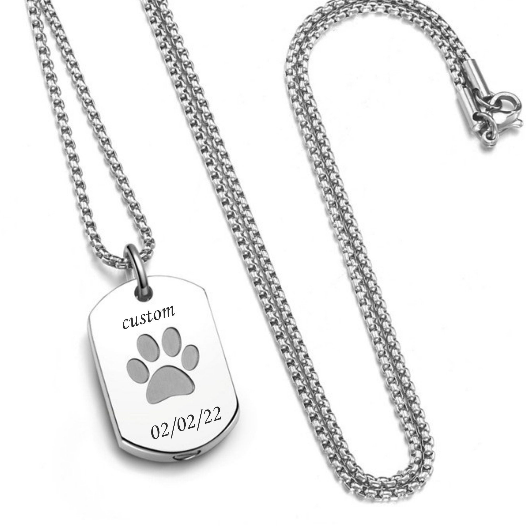 Urn Necklace for Dog Ashes Personalized Dog Paw Pendant Dog Lover Custom Engraved Cremation Jewelry Memorial Urn Dog Ashes Pet Loss Gift