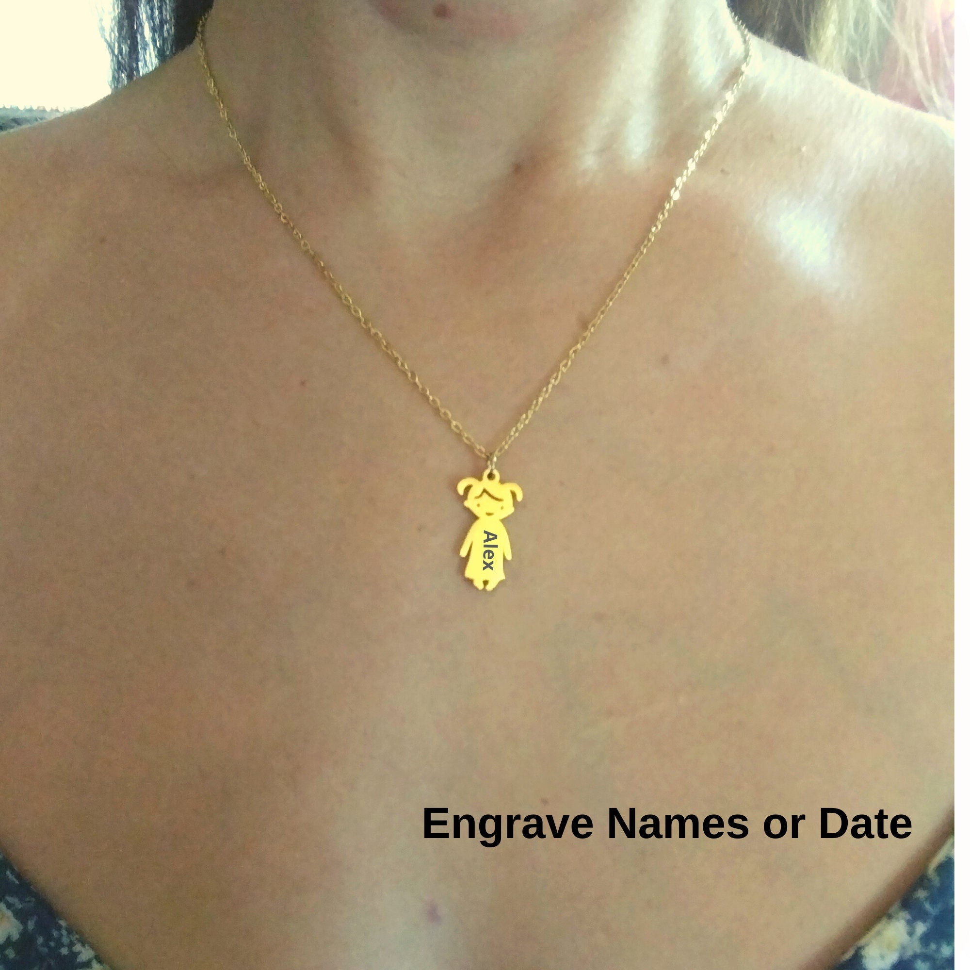BABY NAME NECKLACE, Personalized Kids, Engraving Necklace, Stainless Steel Lobster Clasp Minimalistic Children & Pets Charm Necklace