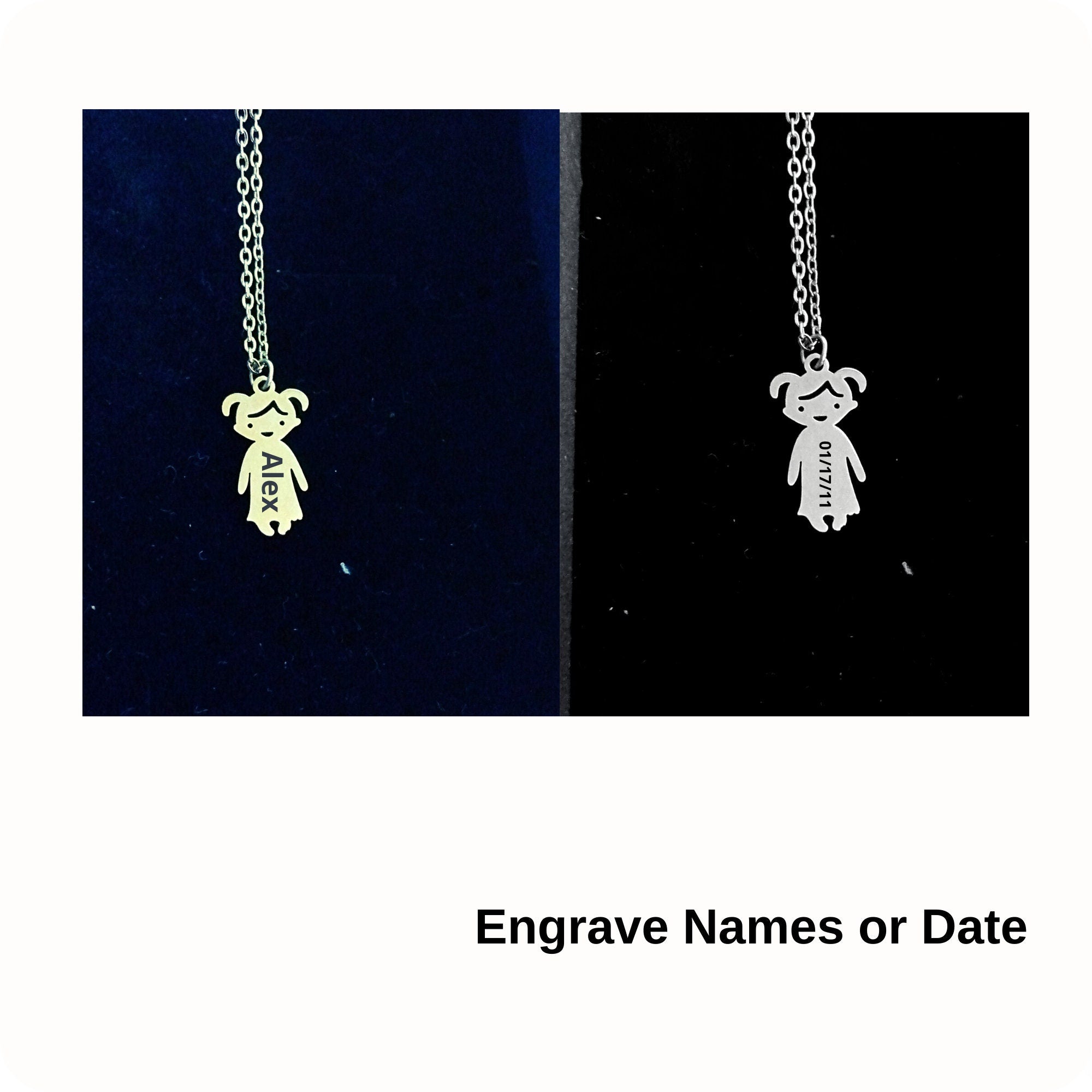 BABY NAME NECKLACE, Personalized Kids, Engraving Necklace, Stainless Steel Lobster Clasp Minimalistic Children & Pets Charm Necklace