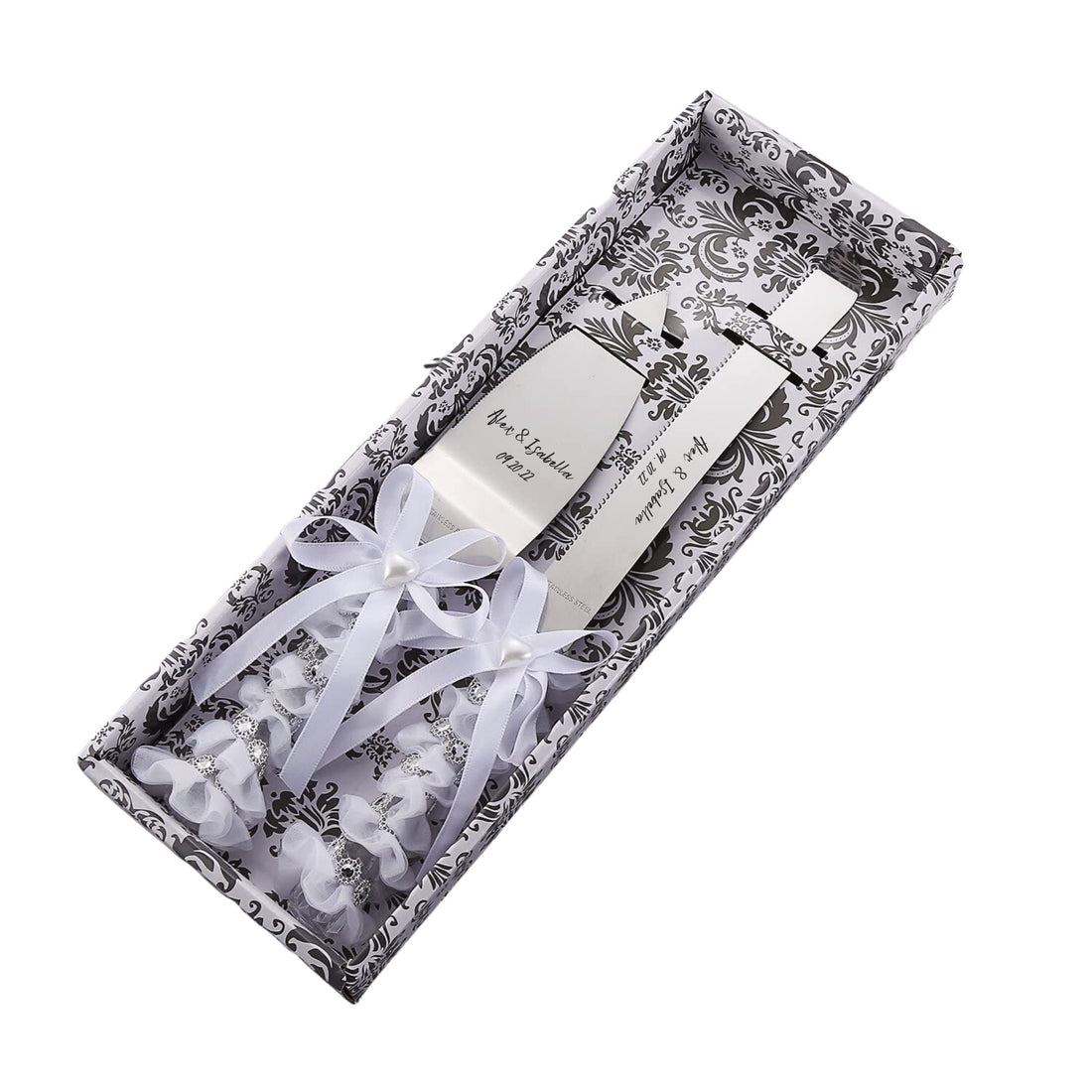 Custom Wedding Cake Cutting Server& Knife Set Gift Personalized Cutter Bridal Engraved