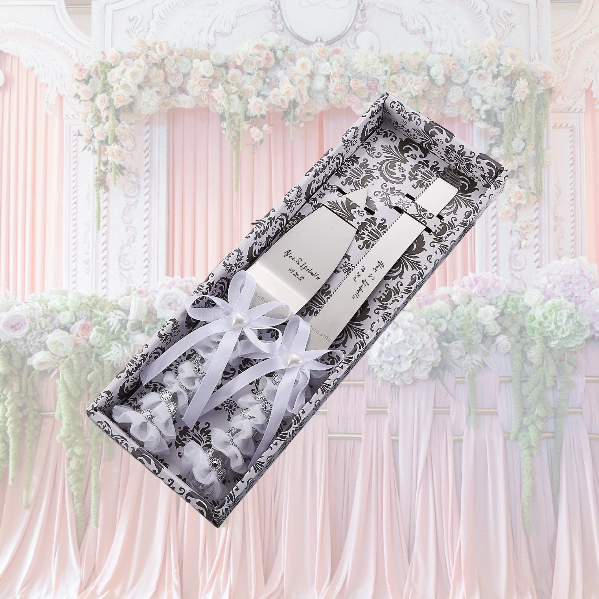 Custom Wedding Cake Cutting Server& Knife Set Gift Personalized Cutter Bridal Engraved
