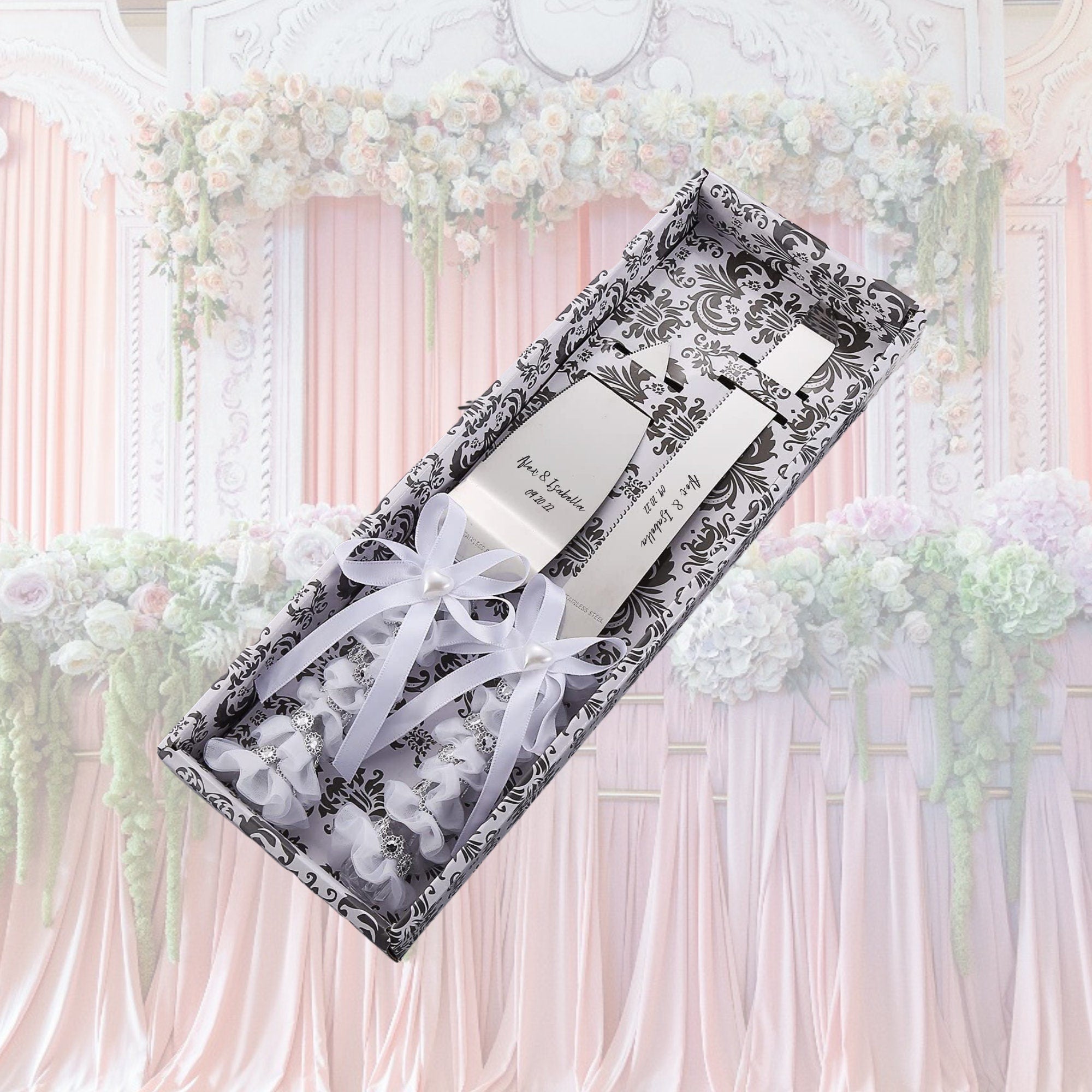 Custom Wedding Cake Cutting Server& Knife Set Gift Personalized Cutter Bridal Engraved