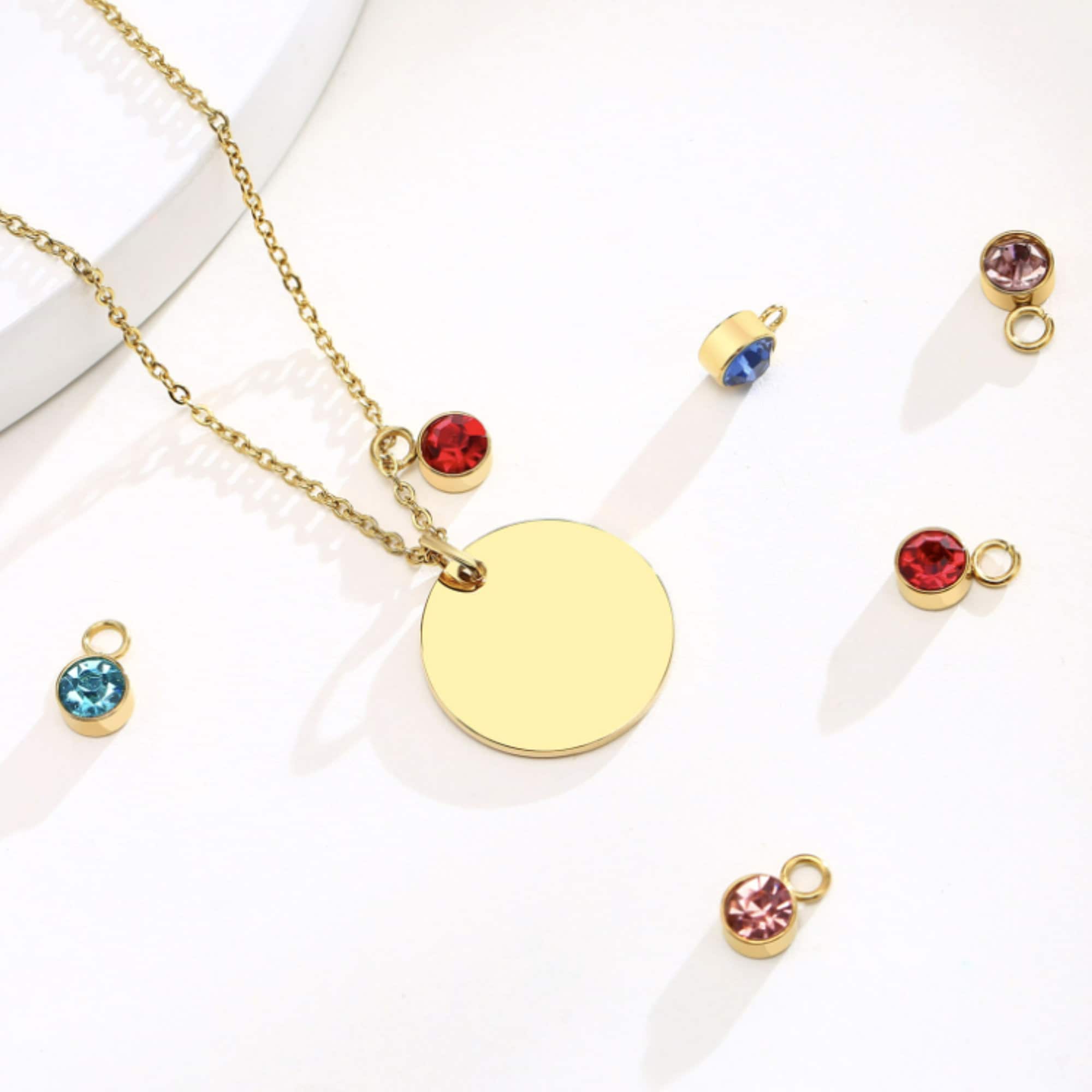 Flower Necklace Engraved Floral Birthstone Necklace Birth Dainty Flower Jewelry Memorial Remembrance Personalized Gifts for Her Mothers Day