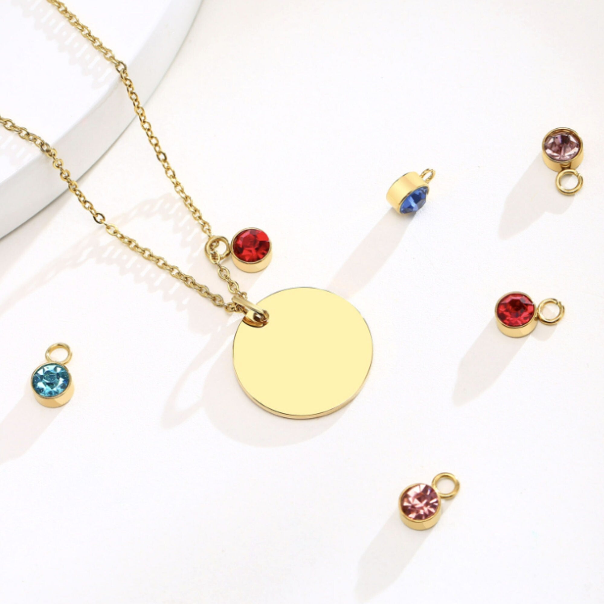 Flower Necklace Engraved Floral Birthstone Necklace Birth Dainty Flower Jewelry Memorial Remembrance Personalized Gifts for Her Christmas