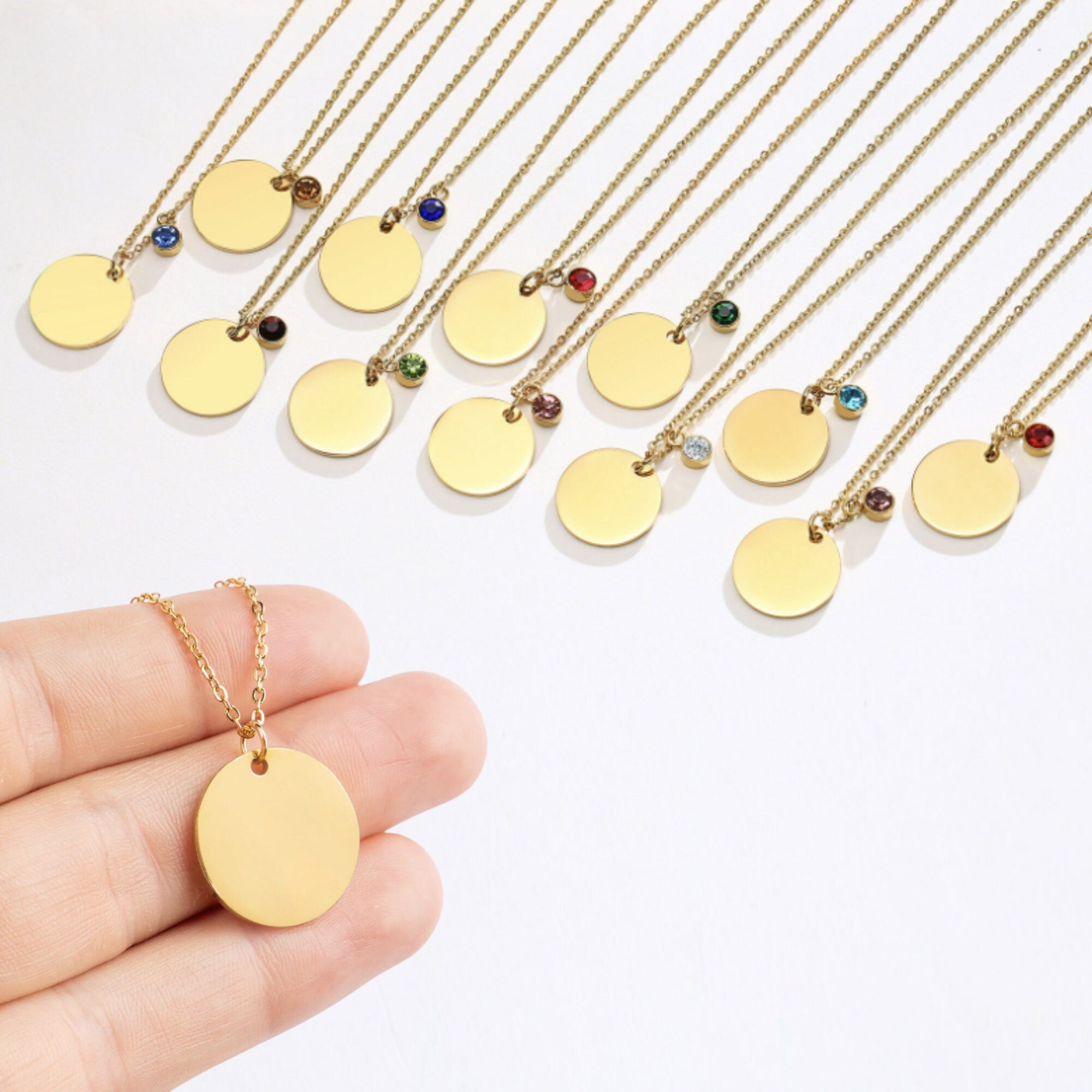 Flower Necklace Engraved Floral Birthstone Necklace Birth Dainty Flower Jewelry Memorial Remembrance Personalized Gifts for Her Christmas
