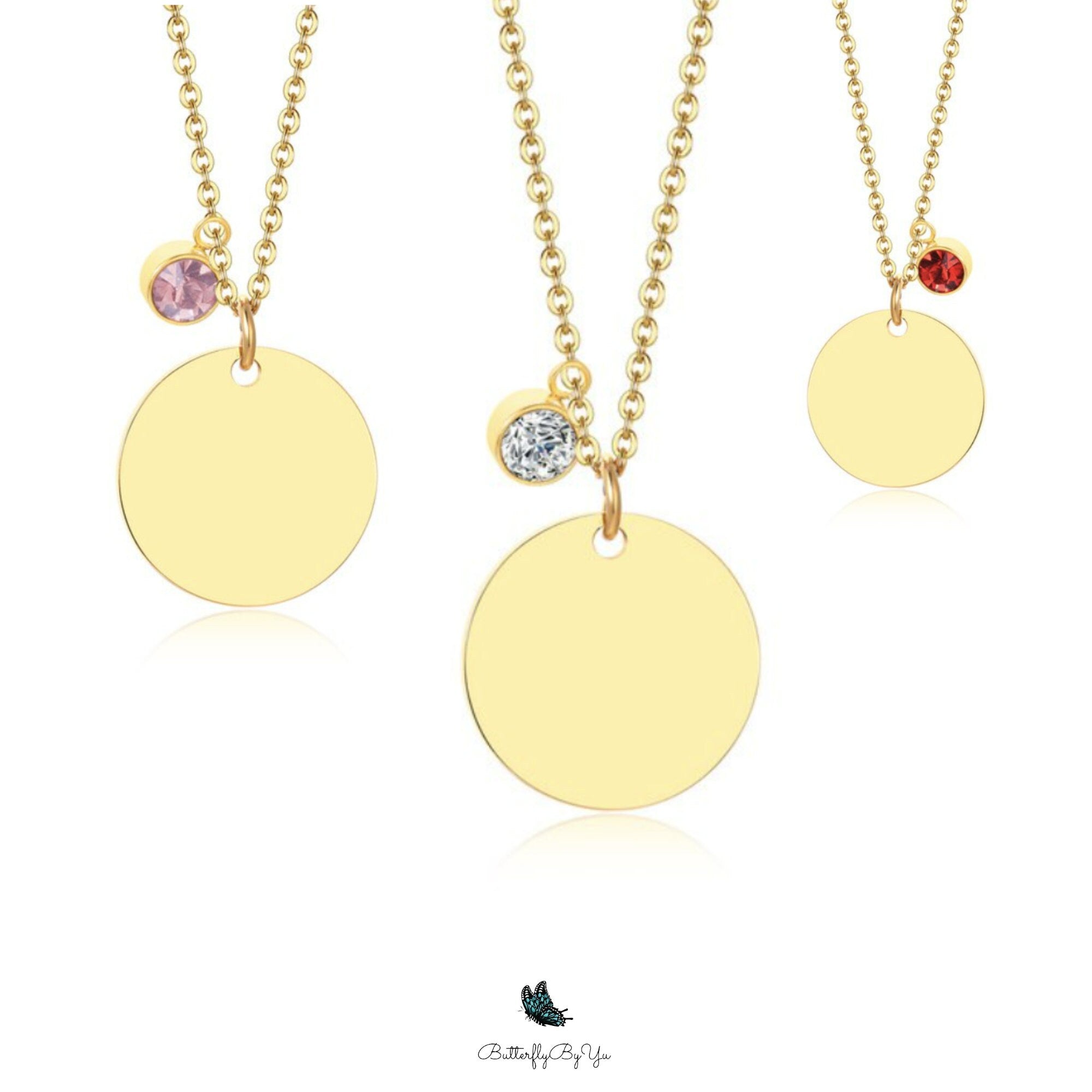 Flower Necklace Engraved Floral Birthstone Necklace Birth Dainty Flower Jewelry Memorial Remembrance Personalized Gifts for Her Christmas