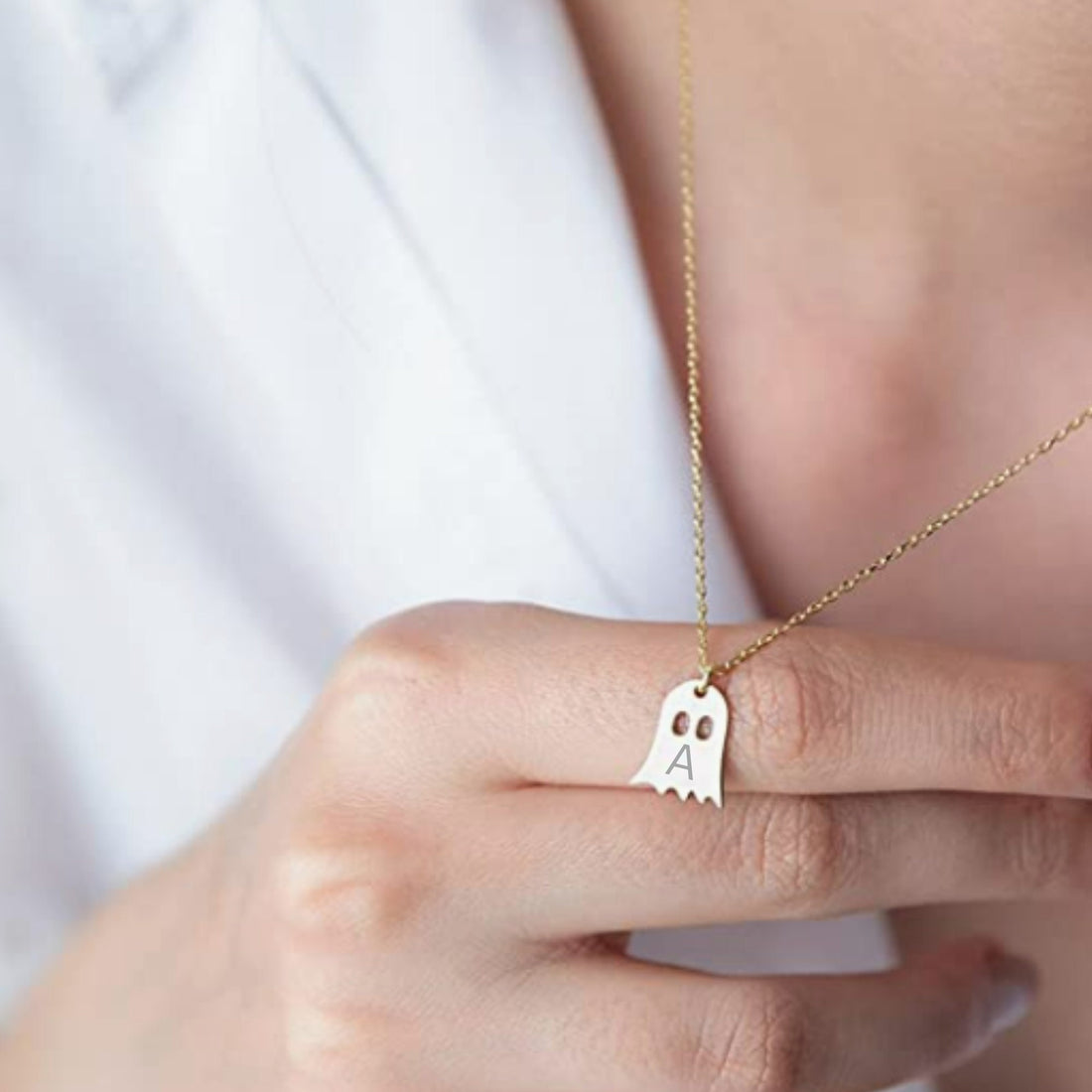 Halloween Ghost Necklace – Cute Minimalist Jewelry for Spooky Season