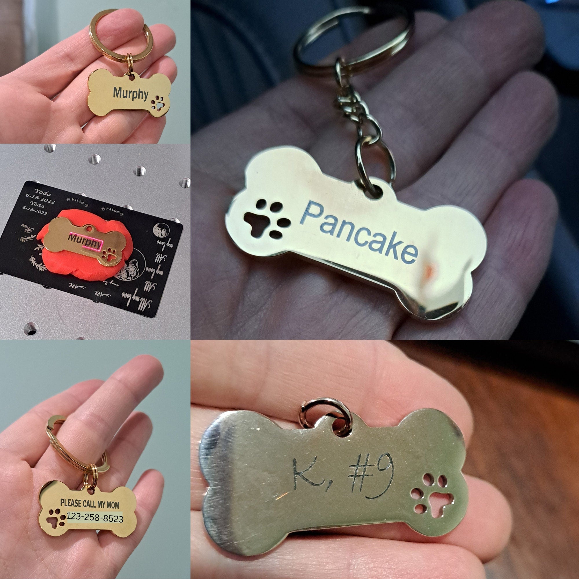Dog Tag, Engraved Custom Pet, Dog, Cat ID Tags, Cute Personalized Bone Dogs Name