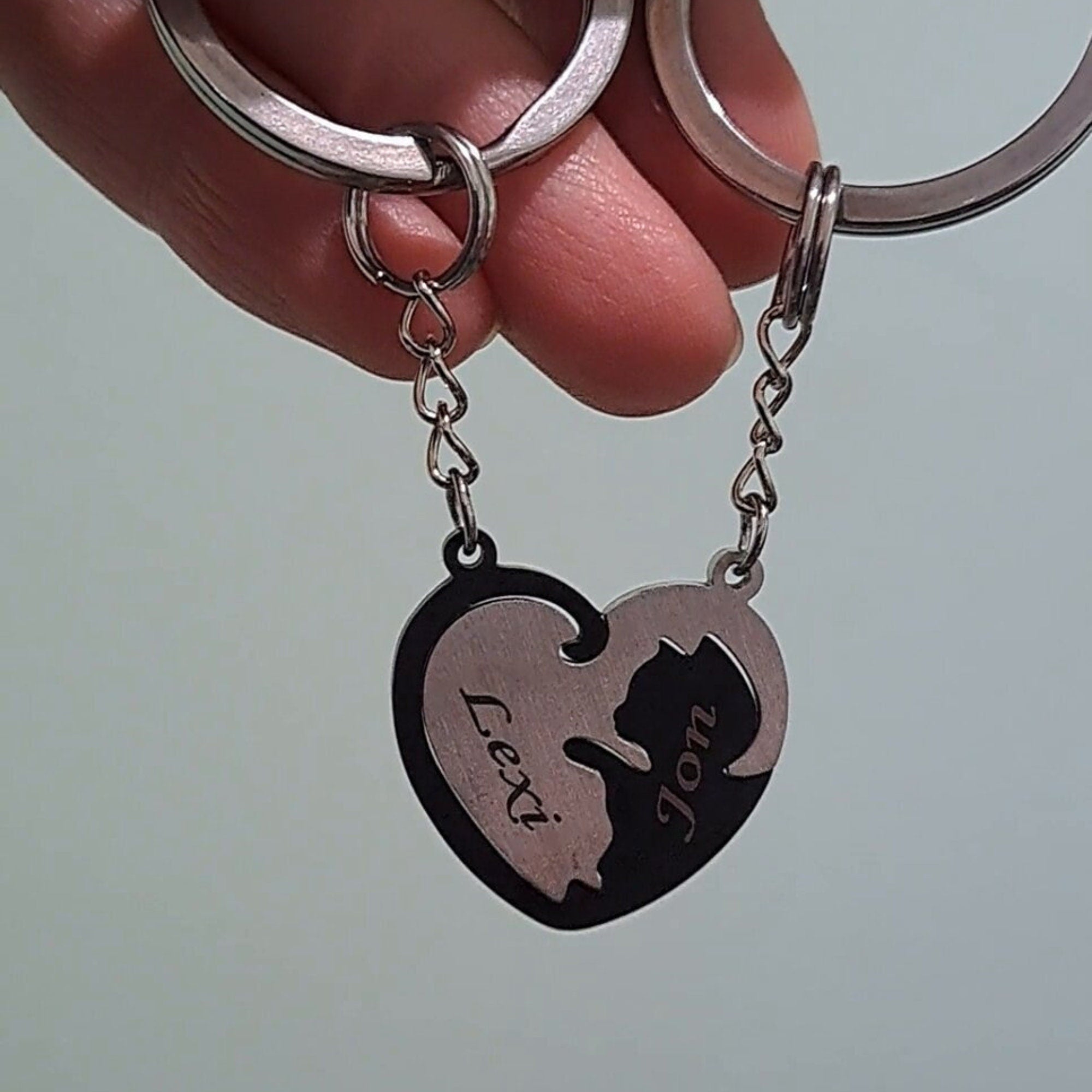 Couples Keychain Gift, Personalized Keychain, Couple Engraved, Cute Cat Keychain Set , Puzzle Cat Pendant Keychain, Mother&