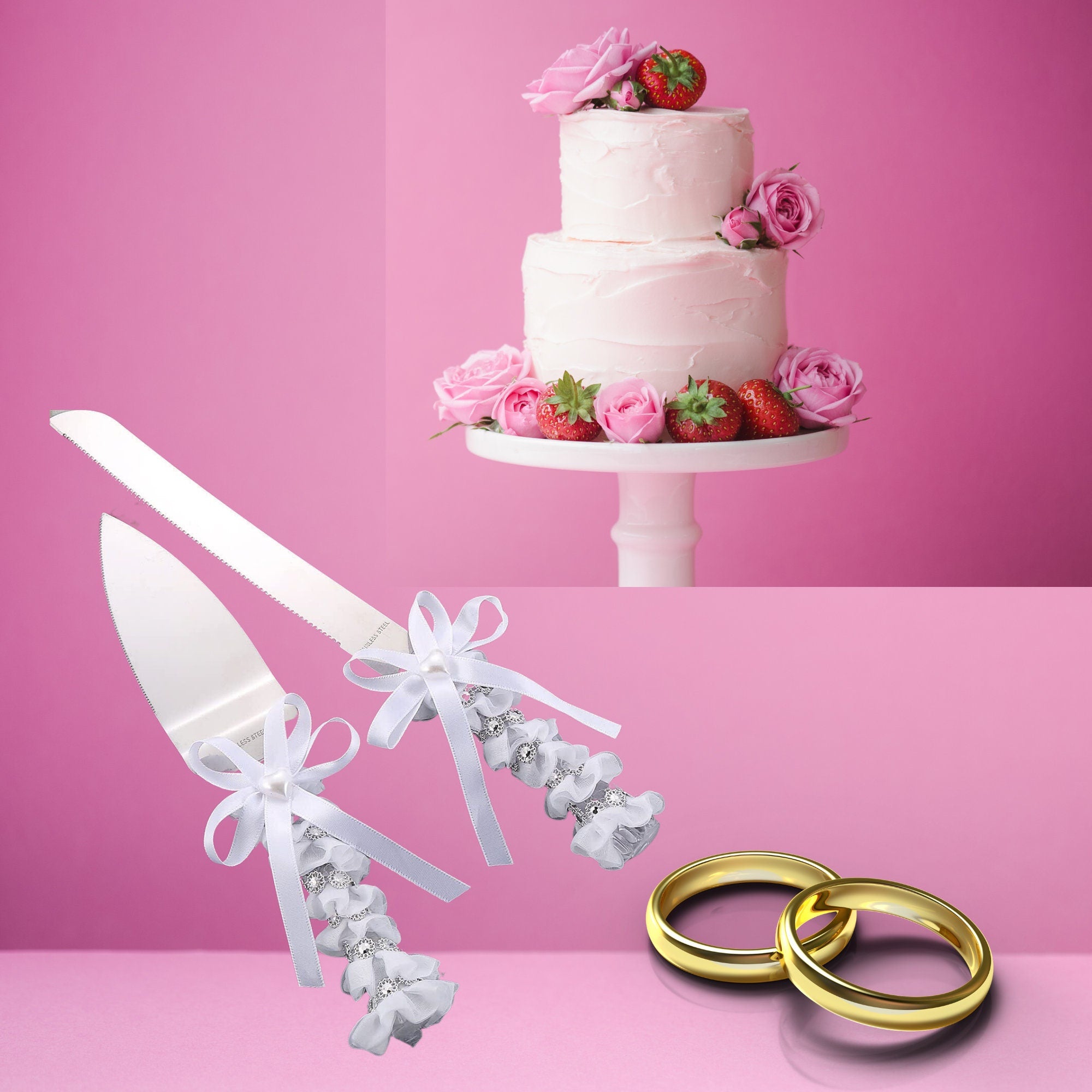 Custom Wedding Cake Cutting Server& Knife Set Gift Personalized Cutter Bridal Engraved