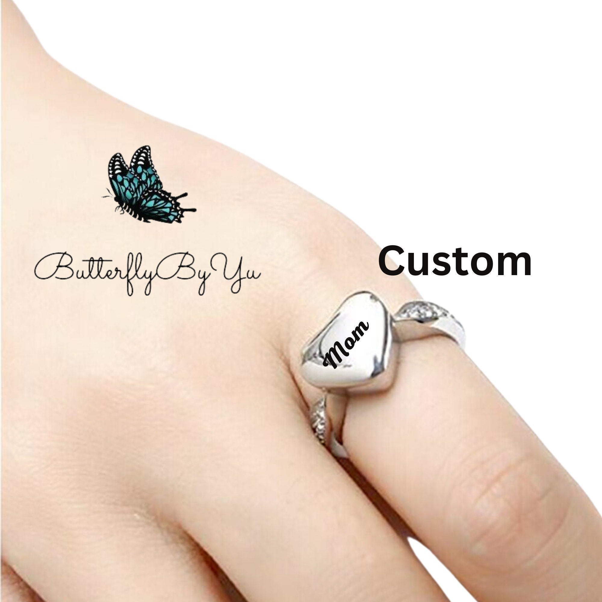 Custom Engraved Cremation Urn Ring Ashes Jewelry Rings Keepsake Person ButterflyByYu