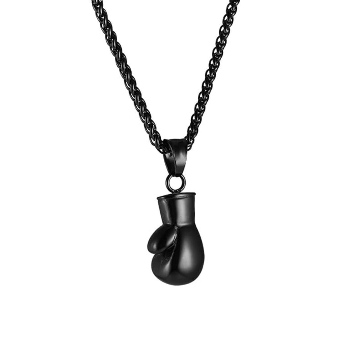Gunmetal Boxing Glove Necklace, Stainless Steel Pendant, Kickboxing Charm, Fighter Jewelry for Men & Women, Personalized Gift for Him