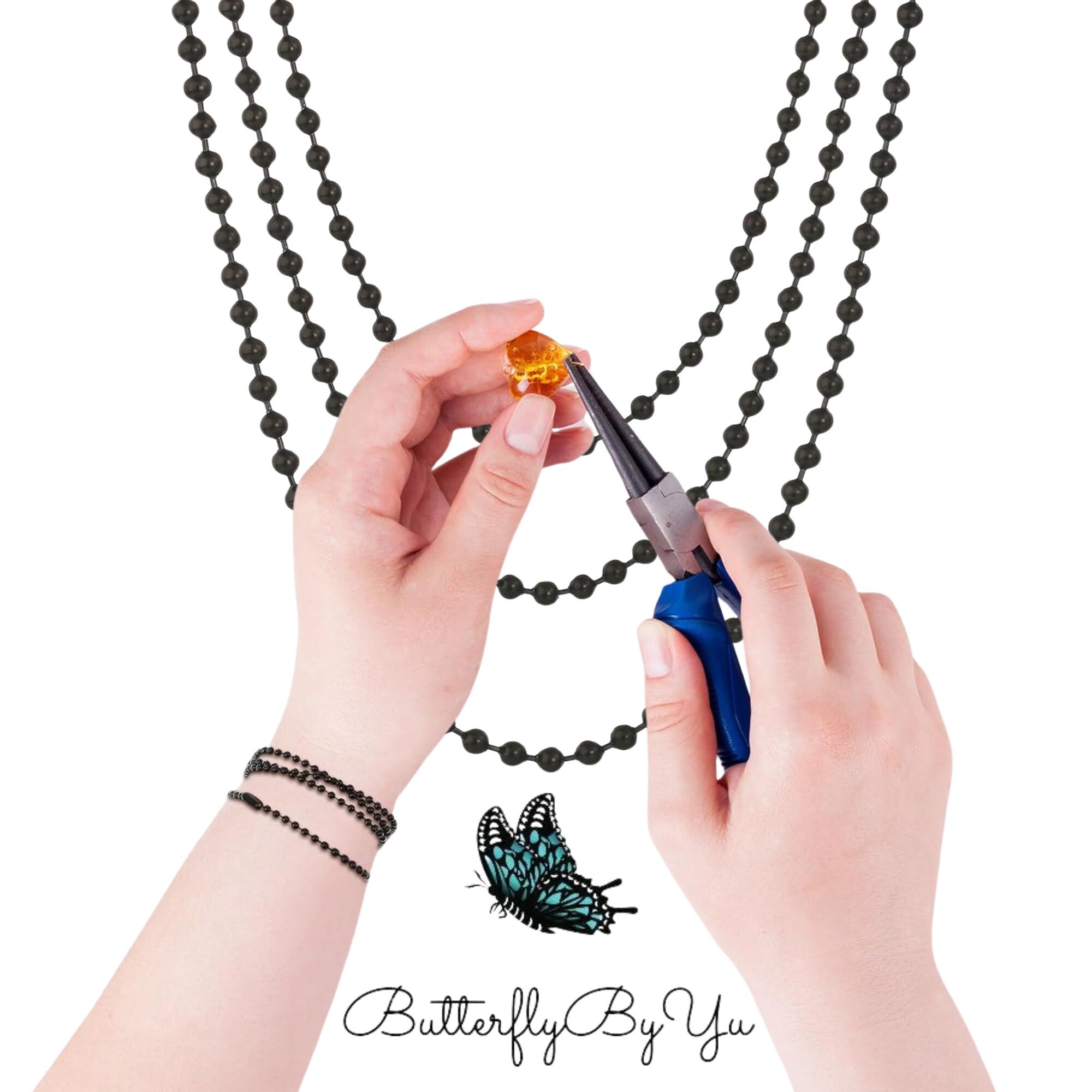 Black Ball Chain Necklace, Necklace for Military Dog Tags, Handmade Jewelry Finding Chains