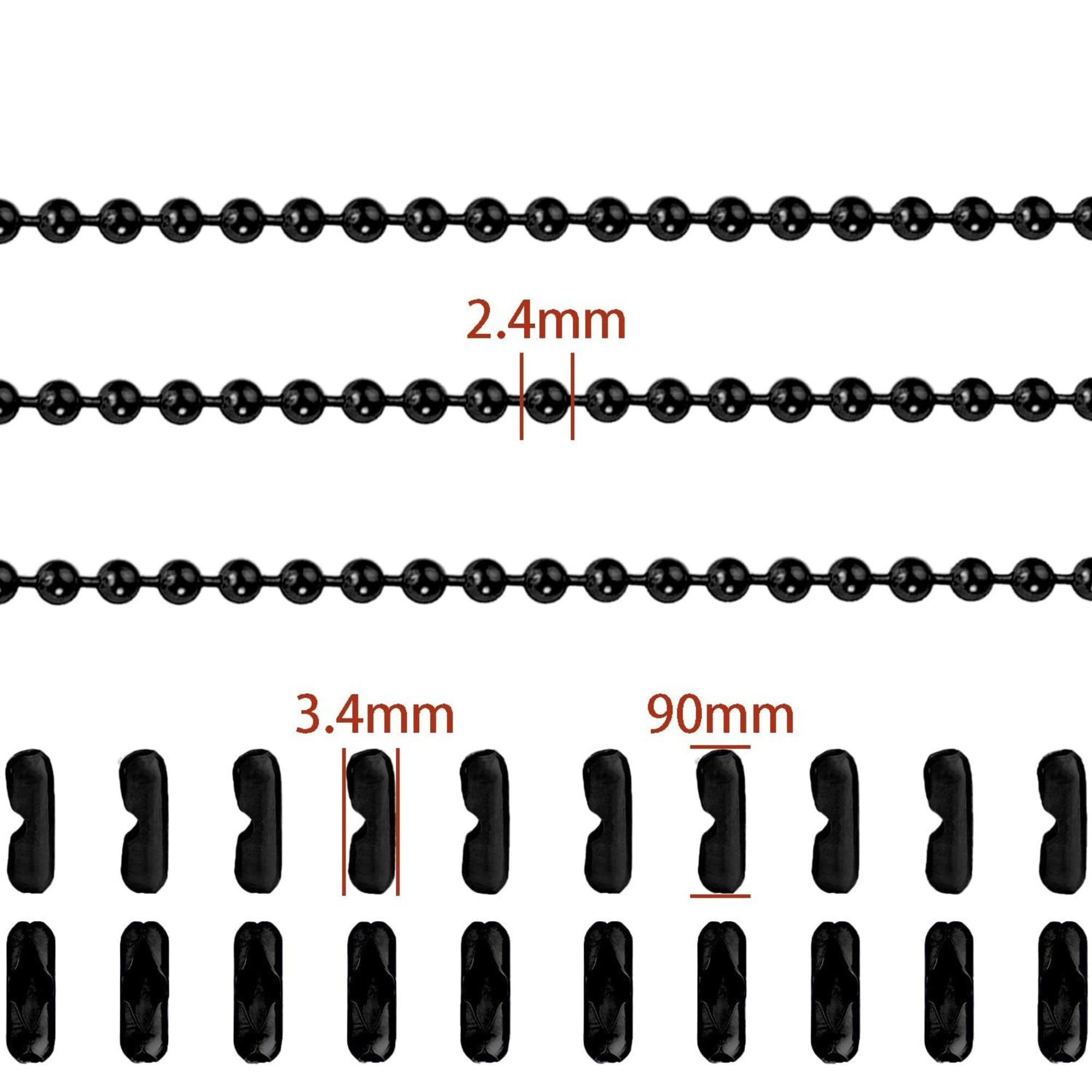 Black Ball Chain Necklace, Necklace for Military Dog Tags, Handmade Jewelry Finding Chains