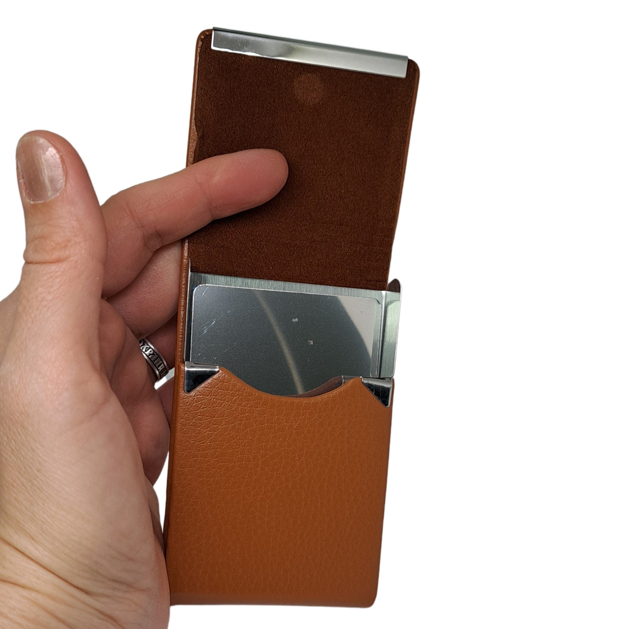 Personalized BUSINESS CARD HOLDER Stand Case Custom Engraved Office Birthday Gifts for Men Him Boyfriend Boss
