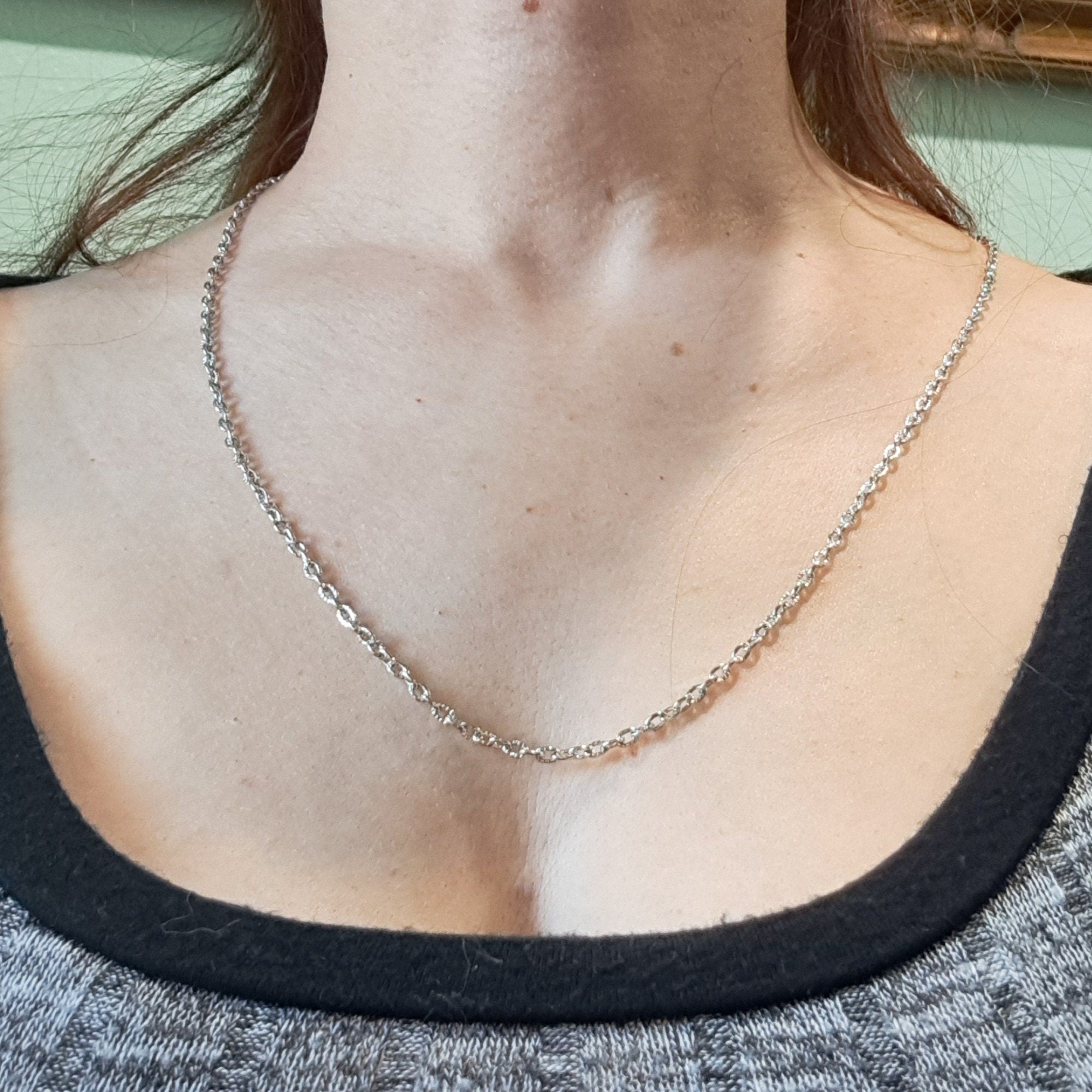 Waterproof Curb Chain, Twist Curb Classic Chain, Rhodium Plated Rolo Chain, Jewelry for Him, Necklace for Men Women