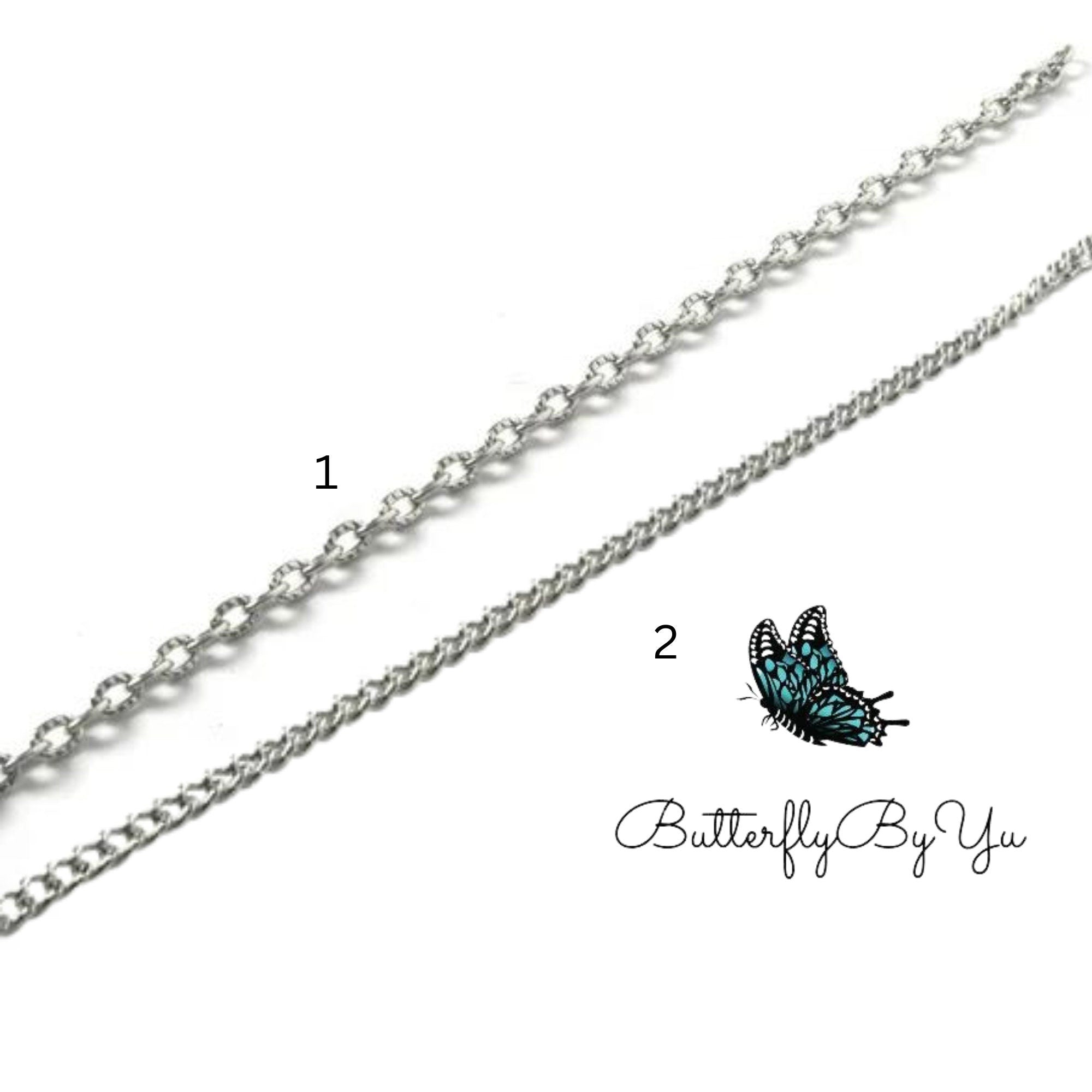 Waterproof Curb Chain, Twist Curb Classic Chain, Rhodium Plated Rolo Chain, Jewelry for Him, Necklace for Men Women