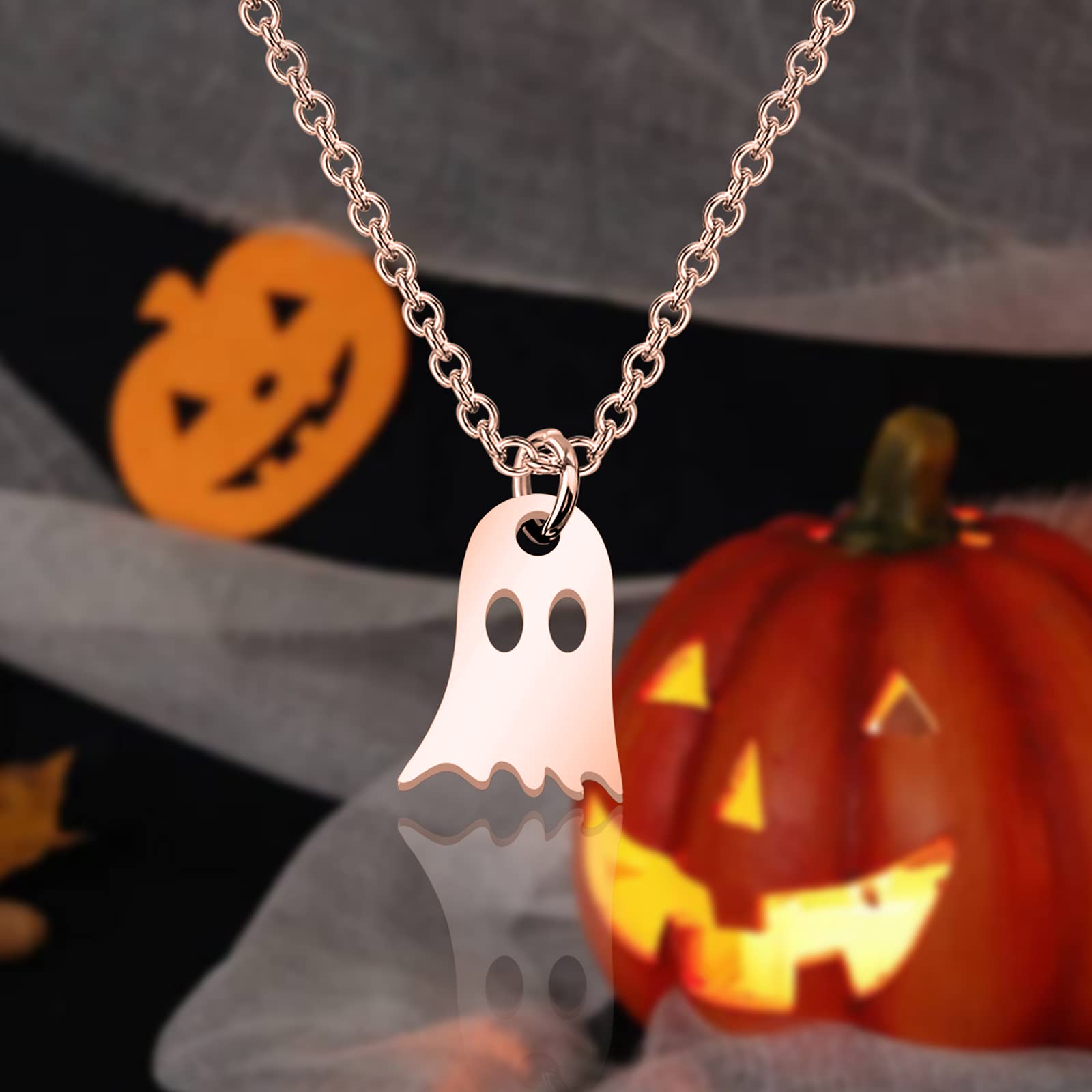 Halloween Ghost Necklace – Cute Minimalist Jewelry for Spooky Season