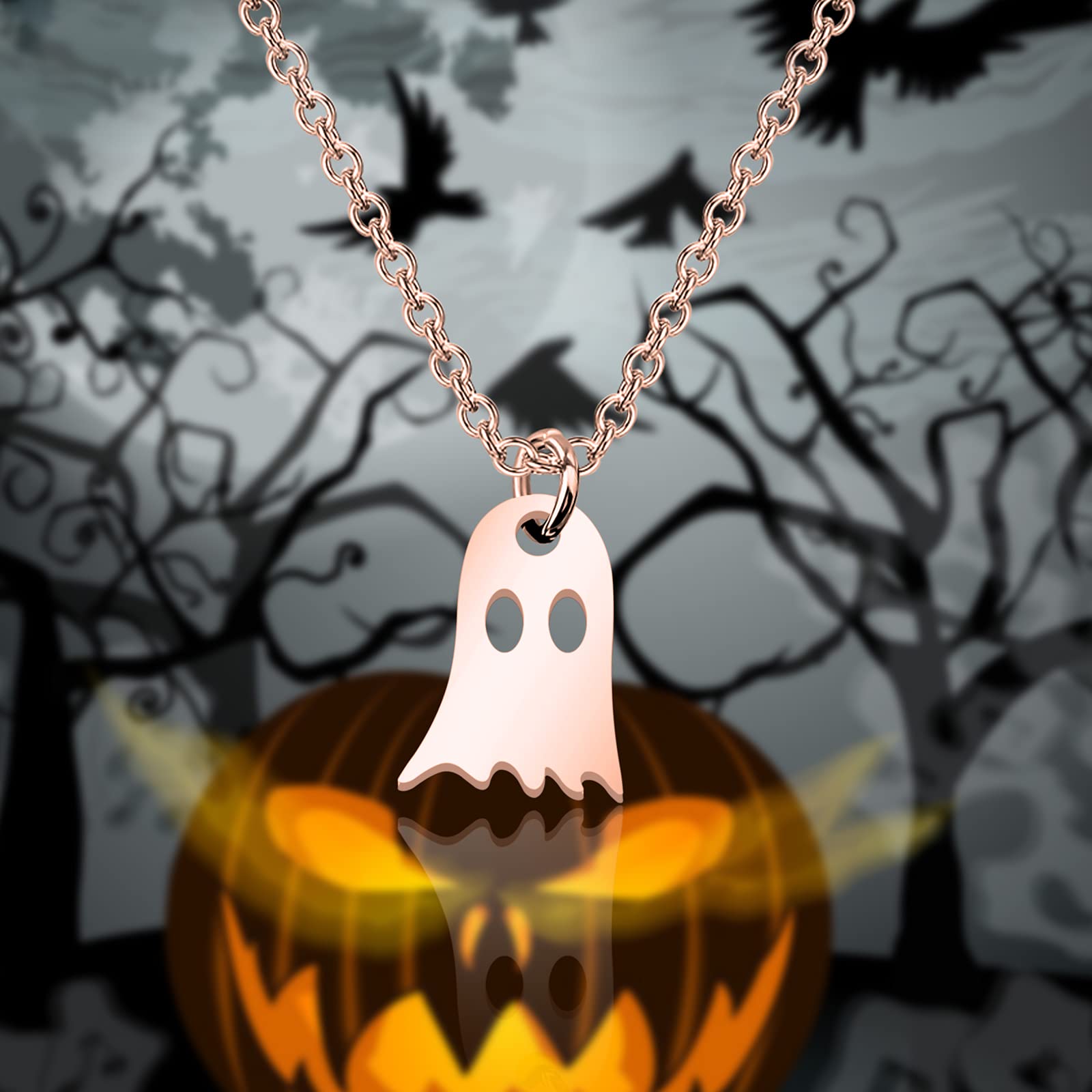 Halloween Ghost Necklace – Cute Minimalist Jewelry for Spooky Season