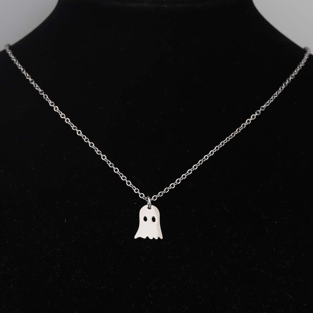 Halloween Ghost Necklace – Cute Minimalist Jewelry for Spooky Season