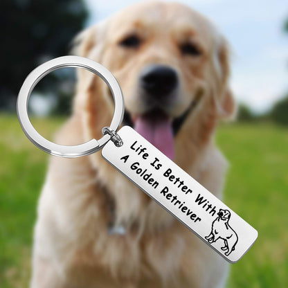 Golden Retriever Lover Gifts Dog Lover Gifts Life Is Better with a Golden Retriever Keychain Pet Jewelry Golden Retriever Dog Mom Dog Dad Gifts Dog Owner Gifts (Silver)