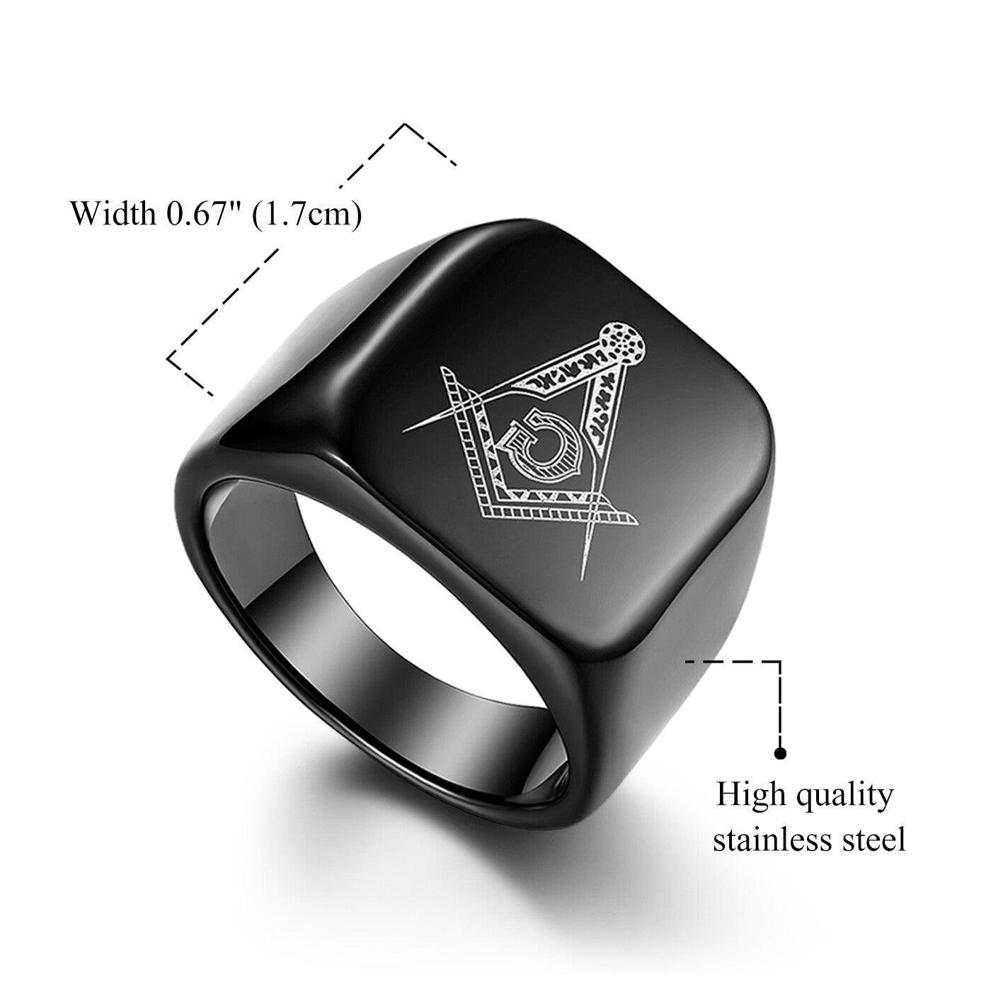 Custom Masonic Ring – Personalized Stainless Steel Freemason Signet Ring for Men