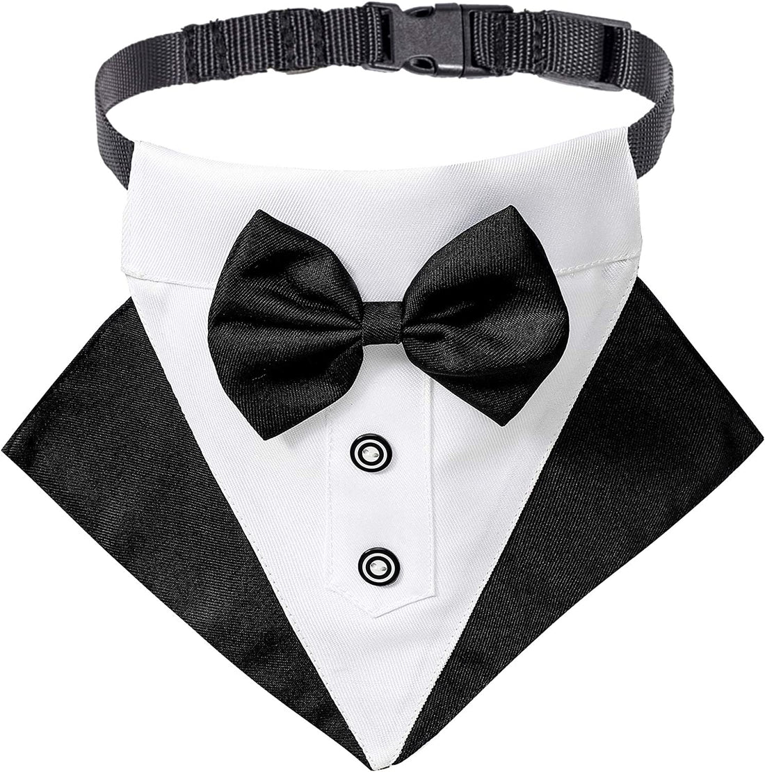 Formal Dog Tuxedo Wedding Pet Bandana Collar with Bow Tie, Adjustable Pet Bowtie Collar Bandana for Large Dog (Large)