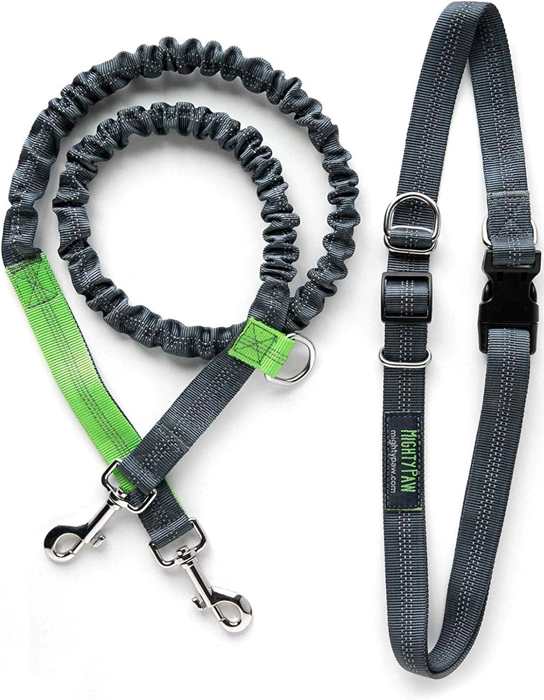 Hands Free Dog Leash | Bungee Waist Leash for Dog Walking. Pet Running Hands Free Tether for Large, Medium &amp; Small Breeds. Pet Waist Belt (36&quot; - 48&quot;) up to 150 Lbs - Gray