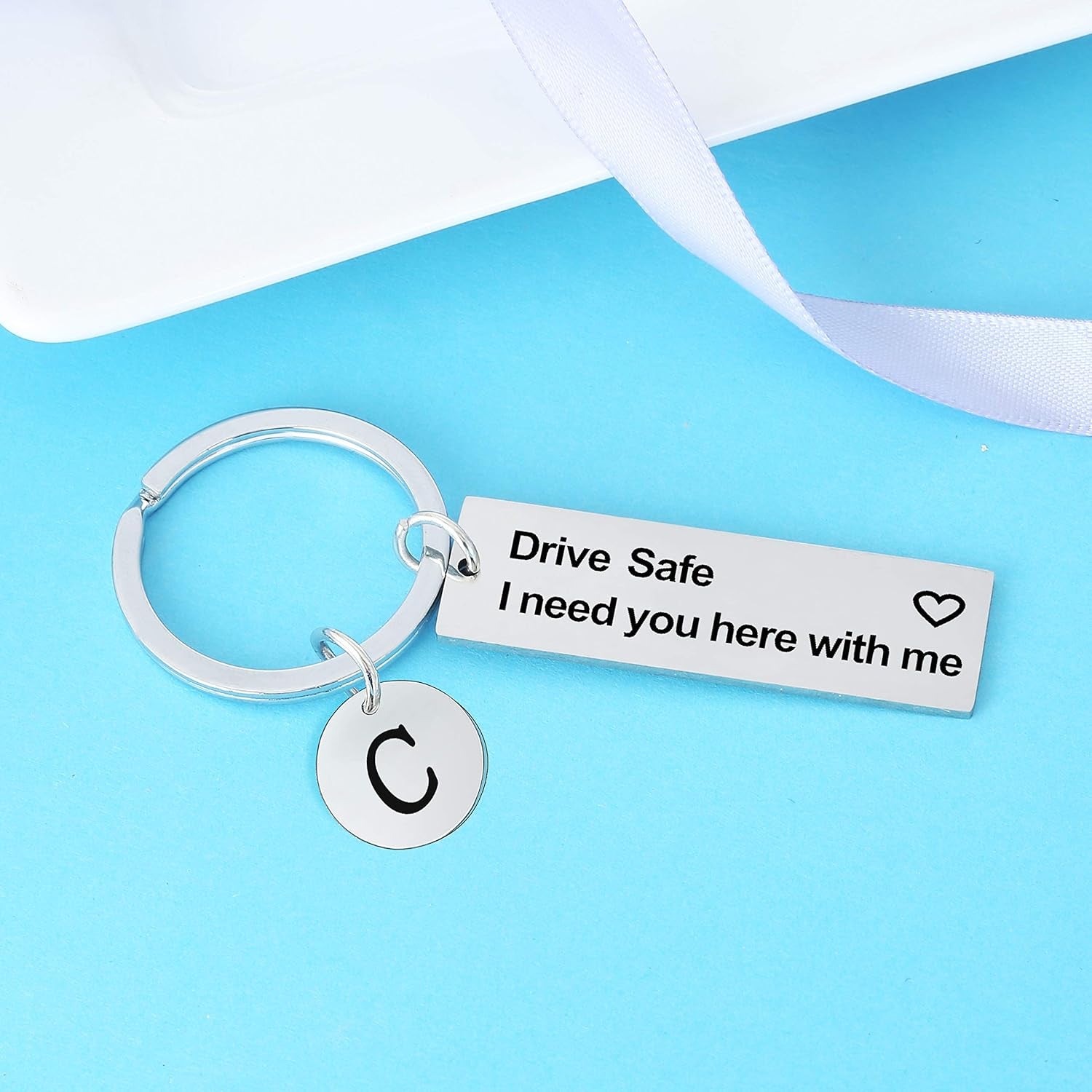 A-Z Initial Drive Safe Keychain Gifts for Husband Dad Boyfriend Gifts Valentines Day Father&