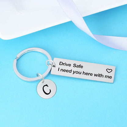 A-Z Initial Drive Safe Keychain Gifts for Husband Dad Boyfriend Gifts Valentines Day Father&