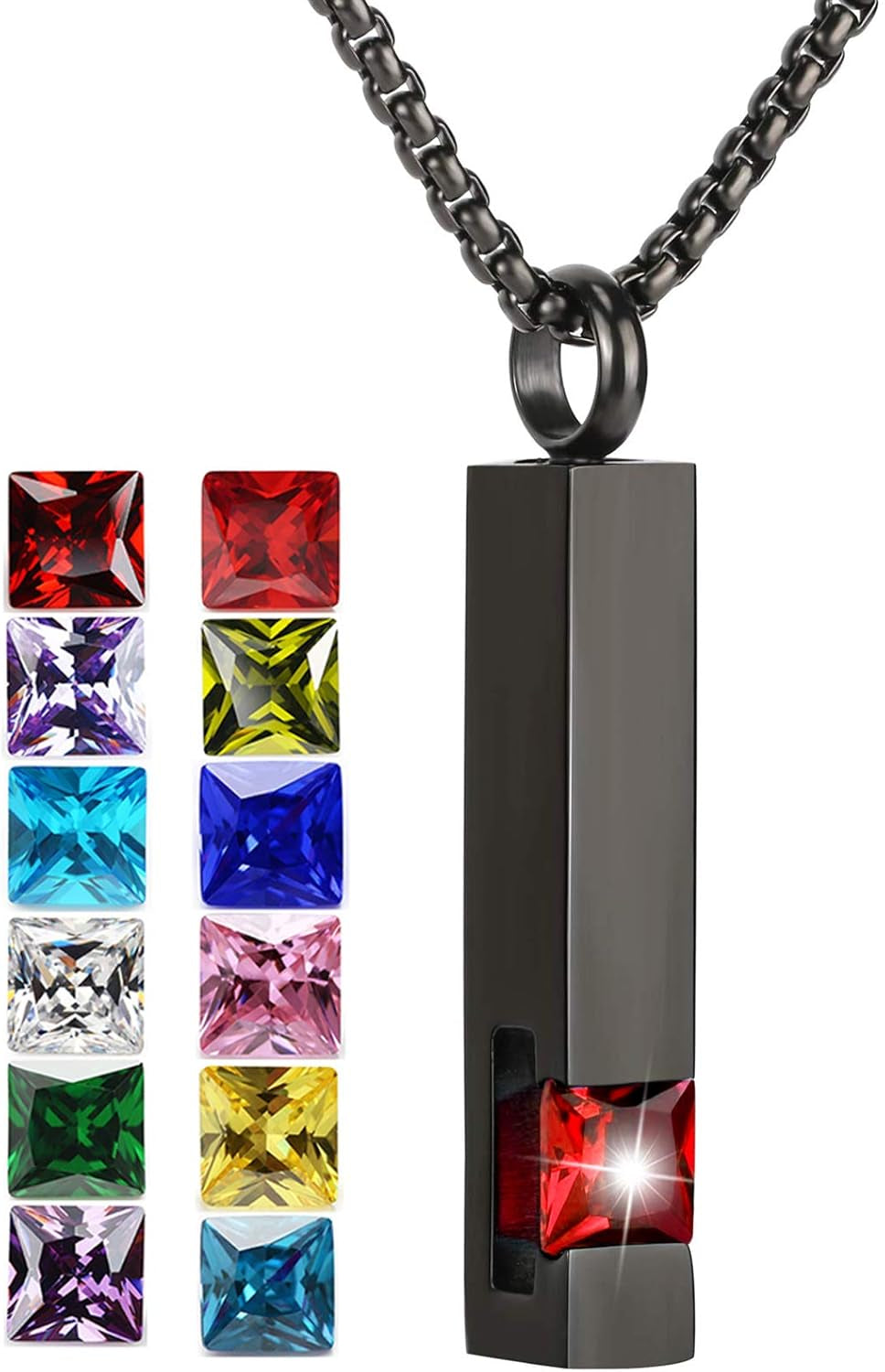 Urn Necklaces for Ashes Birthstone Cube Urns for Human Ashes Memorial Cremation Urn Locket Keepsake Ashes Jewelry