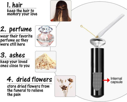 Cylinder Cremation Urn Necklace for Ashes Memorial Keepsake Pendant with Angel Wing Stainless Steel Remembrance Jewelry